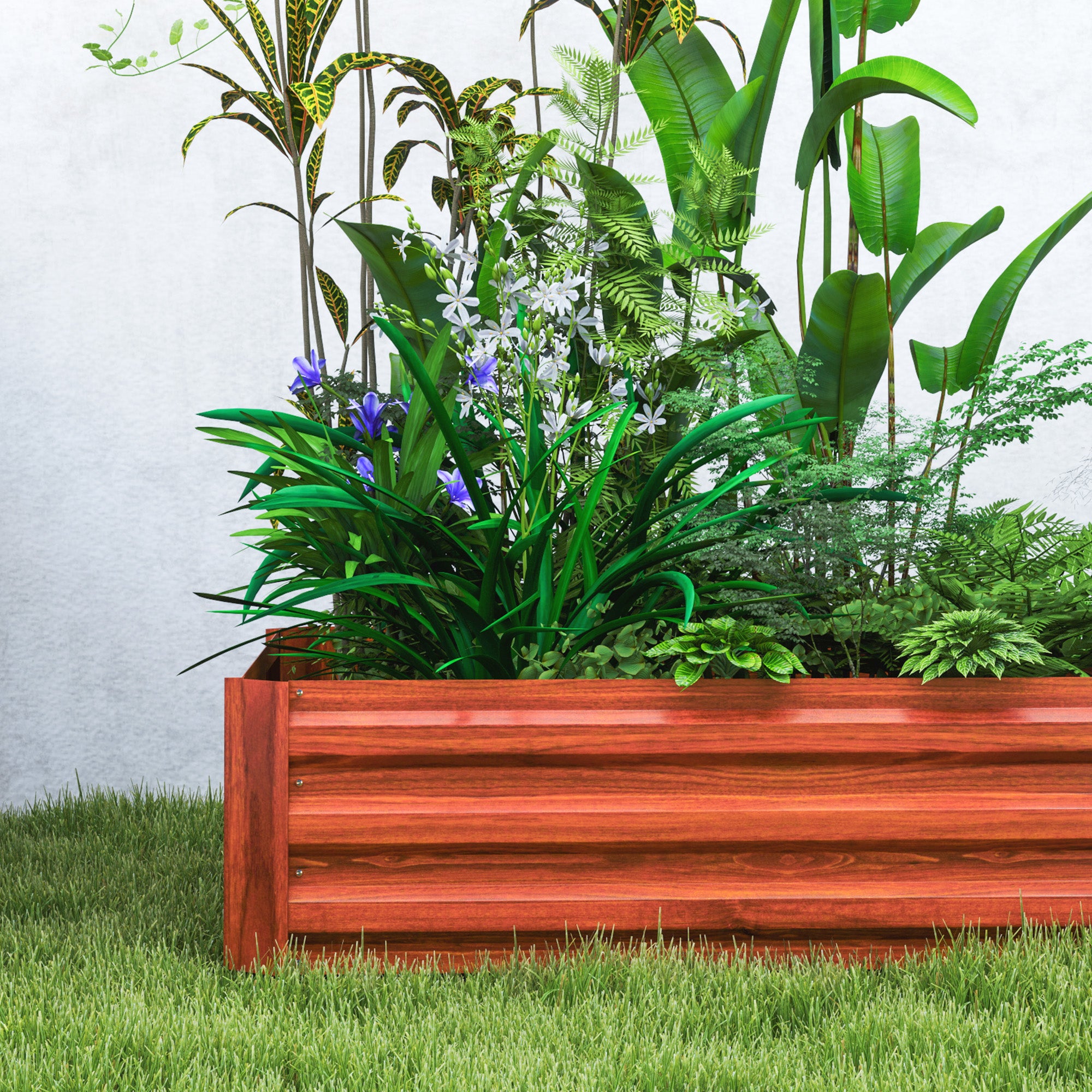 2 Piece Galvanized Raised Garden Bed, 3.3' x 3.3' x 1' Metal Planter Box for Growing Vegetables, Flowers, Herbs, Succulents, Dark Brown - Brown - Image 7