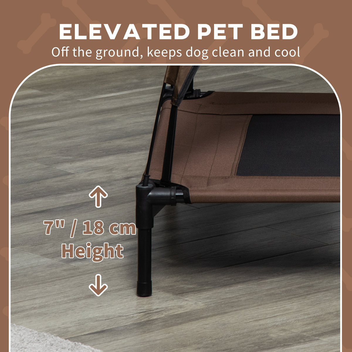 Elevated Portable Dog Cot Pet Bed with UV Protection Canopy Shade, 36 inch, Coffee - Coffee - Image 7