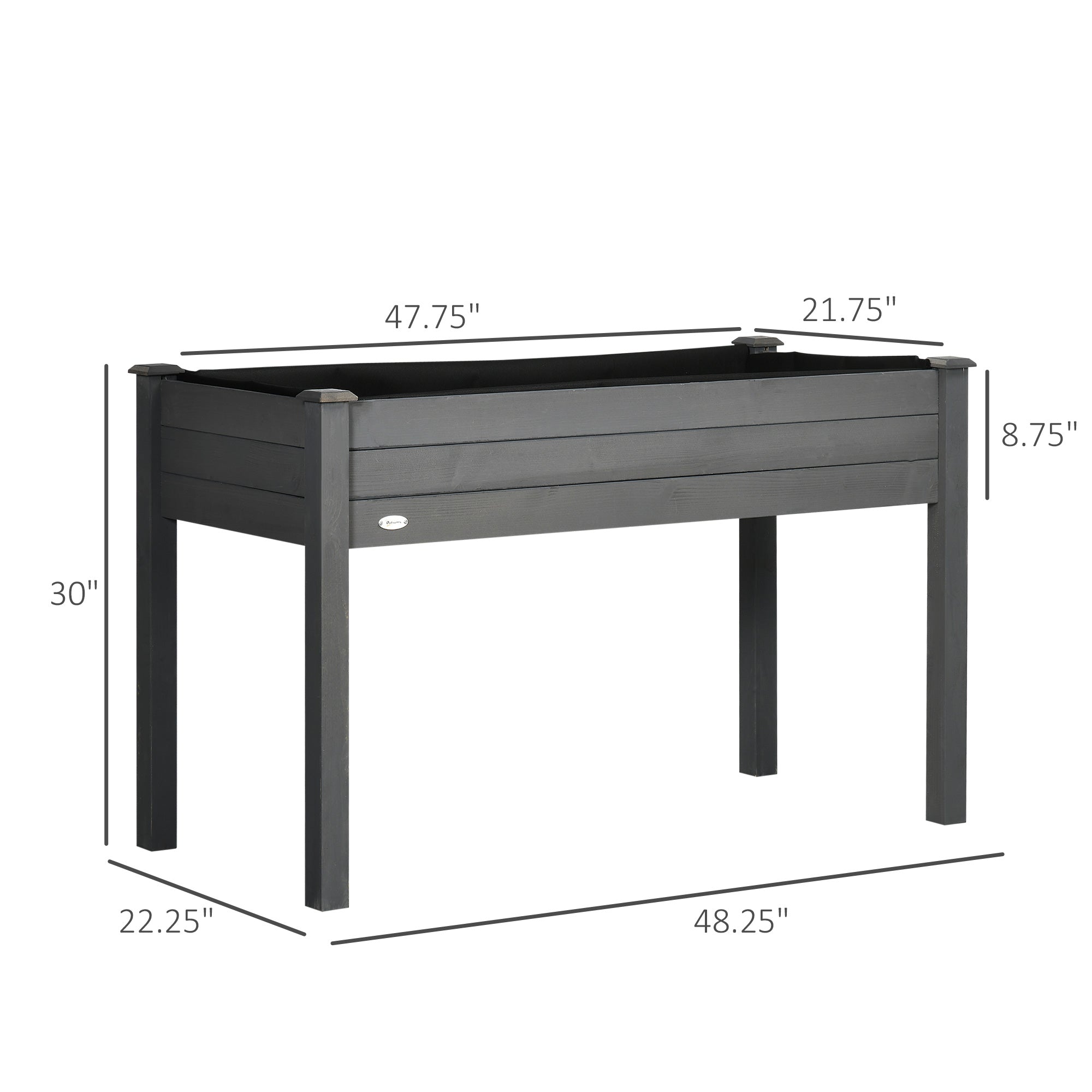 48" Raised Garden Bed, Elevated Wooden Planter Box with Holes for Vegetables, Herb, Flowers for Backyard, Dark Gray - Dark Gray - Image 3