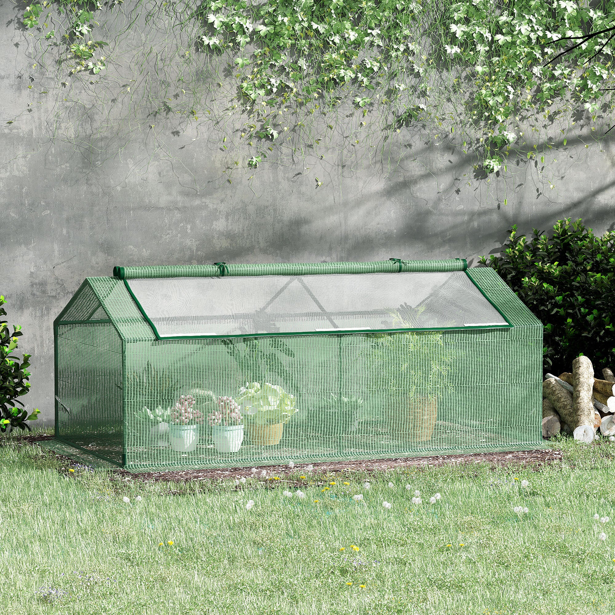 71" x 36" x 28" Mini Greenhouse Portable Hot House for Plants with Large Zipper Windows for Outdoor, Indoor, Garden, Green - Green - Image 2
