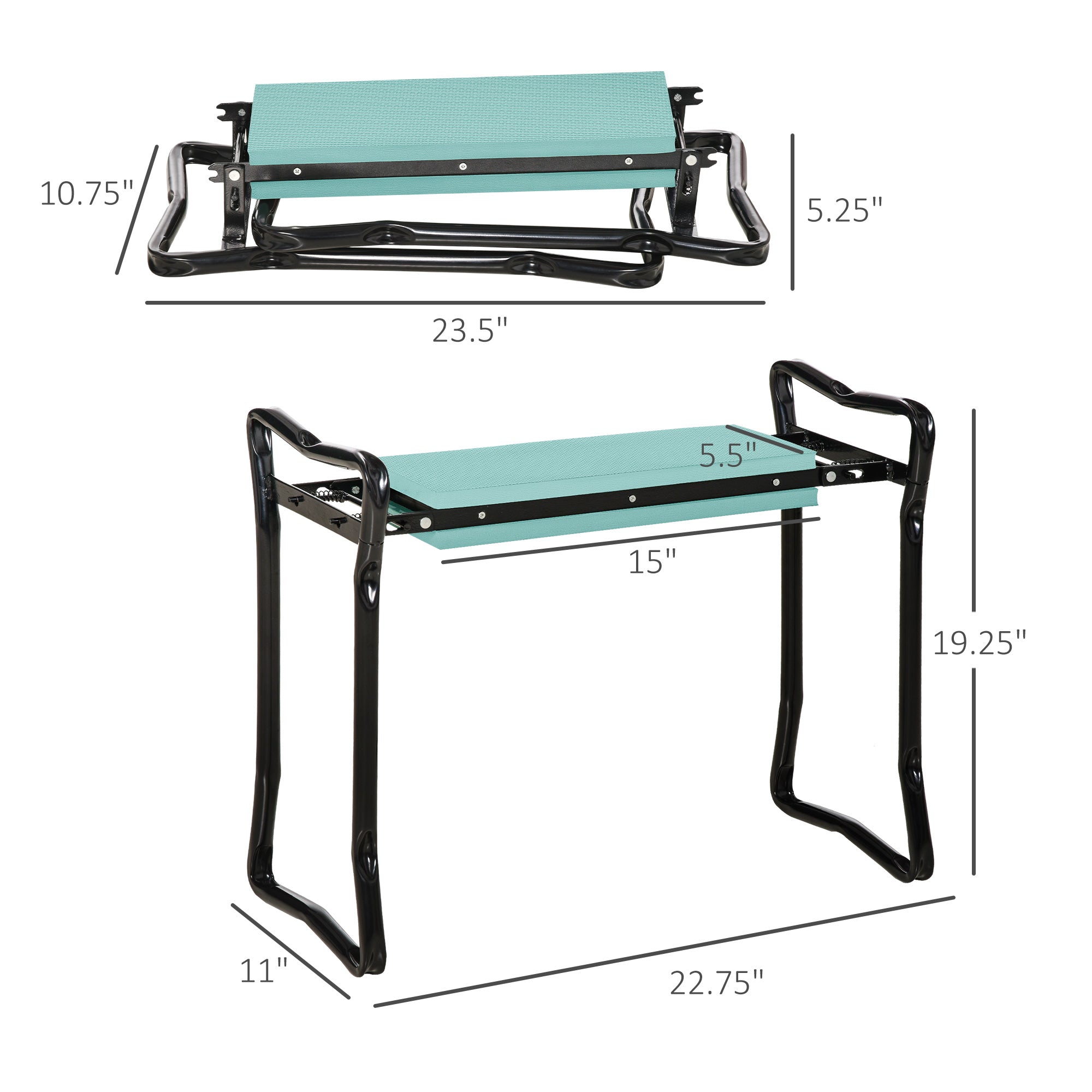 Padded Garden Kneeler and Seat Bench, Padded Foldable Garden Stool, Green - Green - Image 3