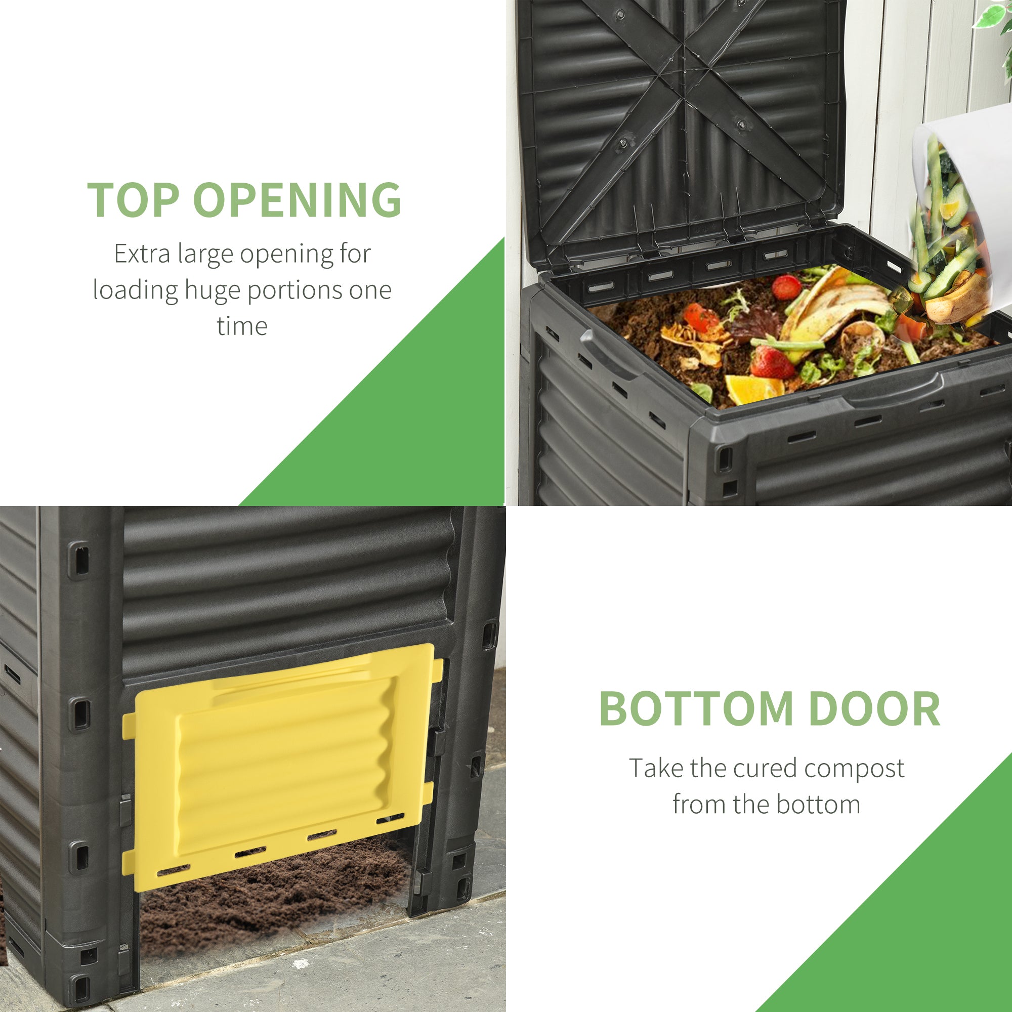 Garden Compost Bin 80 Gallon Outdoor Large Capacity Composter Fast Create Fertile Soil Aerating Box, Easy Assembly, Yellow - Yellow - Image 4