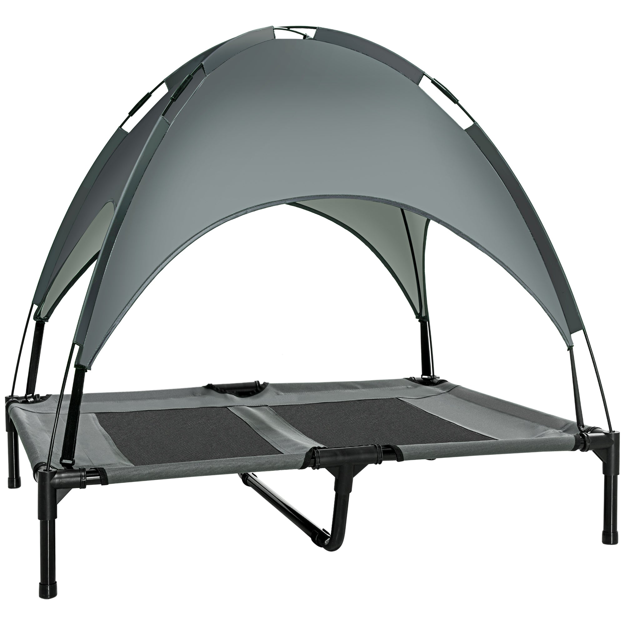 Elevated Dog Bed with Removable Canopy, Outdoor Dog Cot with UV Protection Canopy Shade, 36 inch Large Pet Bed for Camping, Gray - Grey