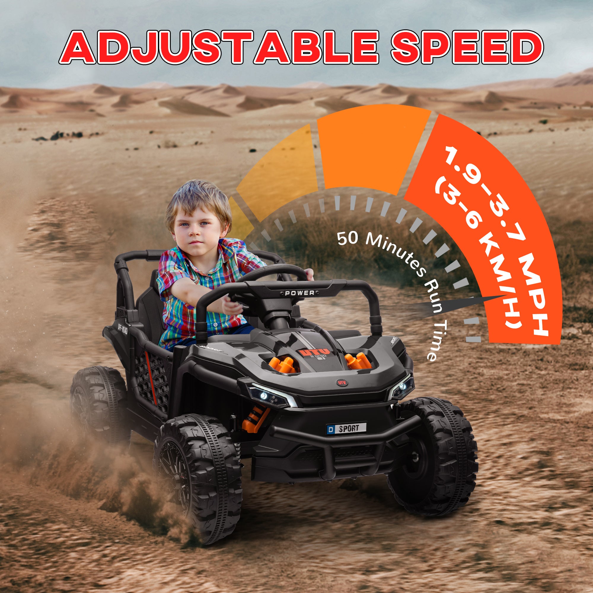 12V Ride On Truck, Battery Powered Electric Car for Kids w/ Remote Control, 4-Wheel Suspension & LED Lights, Black