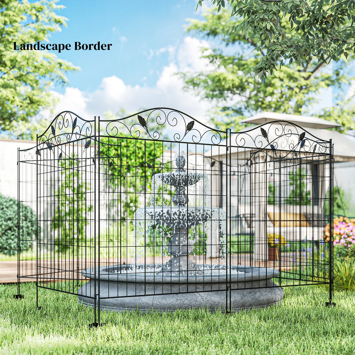 Garden Fence, 4 Pack, 44 in(H) x 12 ft(L) Folding Garden Fence Border, No Dig Ground Stake Metal Fence Panels for Outdoor Patio Yard Landscape