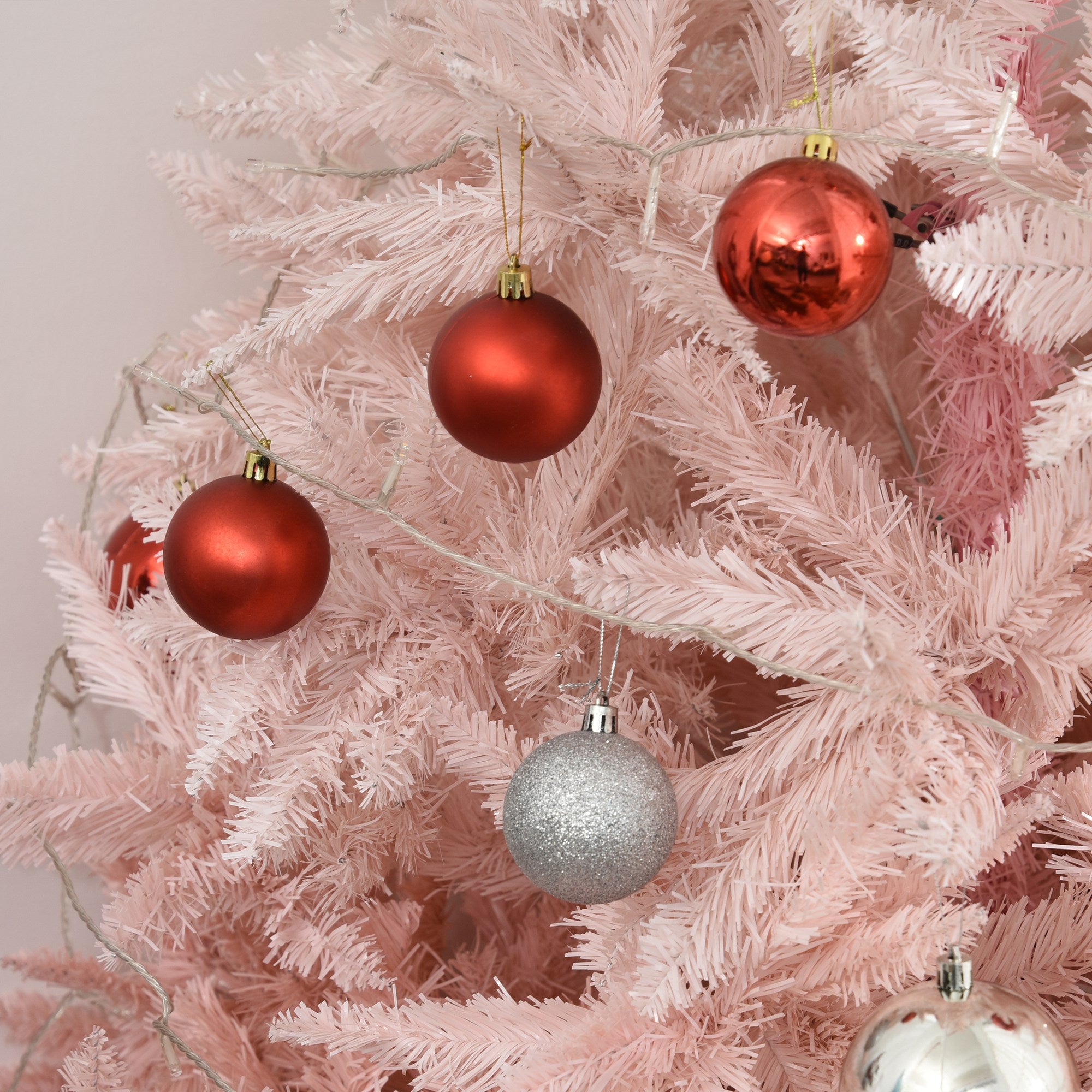 6ft Unlit Spruce Artificial Christmas Tree with Realistic Branches and 800 Tips, Pink