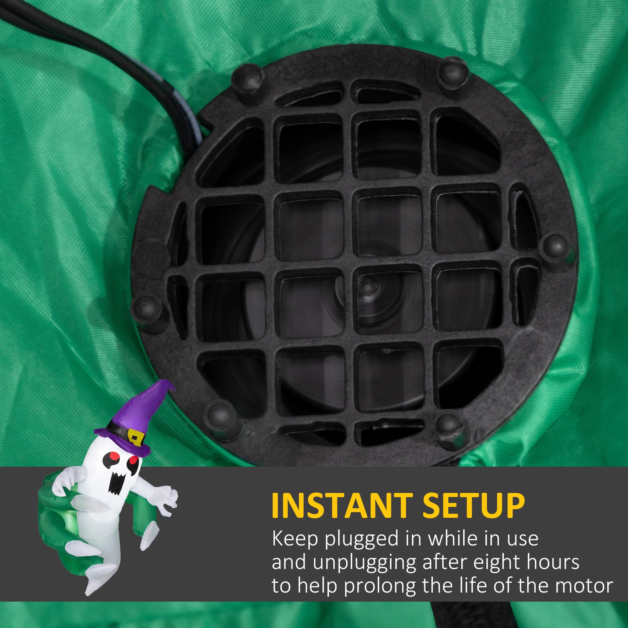 3.9ft Inflatable Halloween Window Sticker Ghost, Blow Up LED Display for Garden Indoor Outdoor