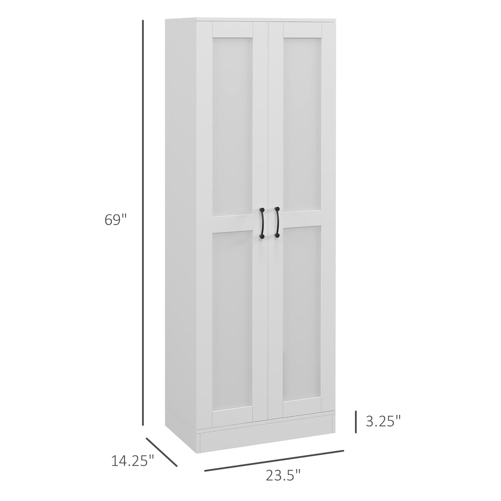 White Storage Cabinet with Adjustable Shelves and Tall Design, for Kitchen Storage , Perfect for Home Use and Family Organization
