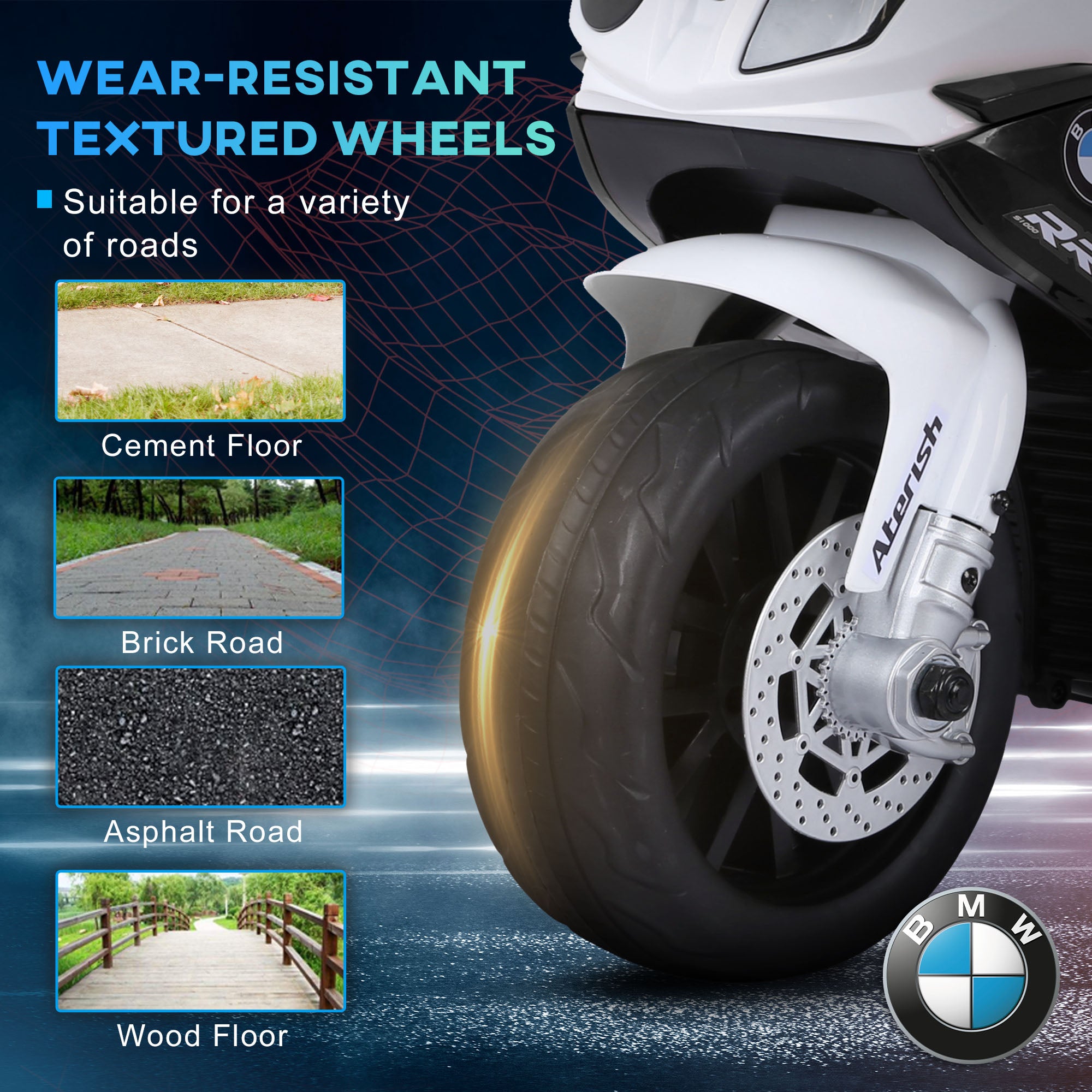 6V 3 Wheeled Electric Motorcycle, Kids Motorcycle Licensed BMW with Headlight, Music, Black