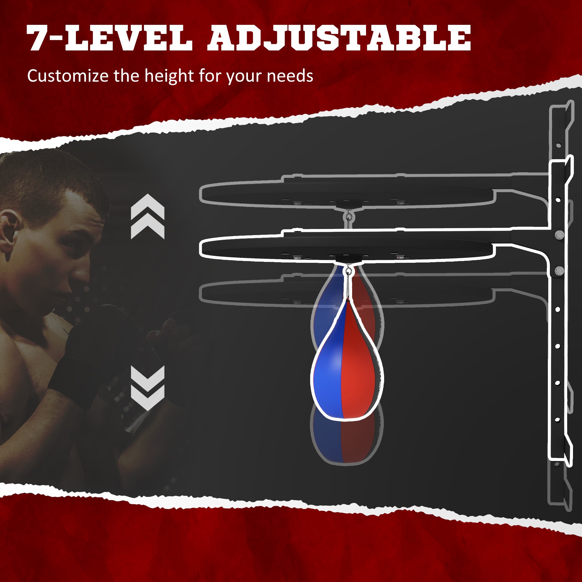 Wall Mounted Speed Bag Platform, Height Adjustable Punching Bag Training Kit