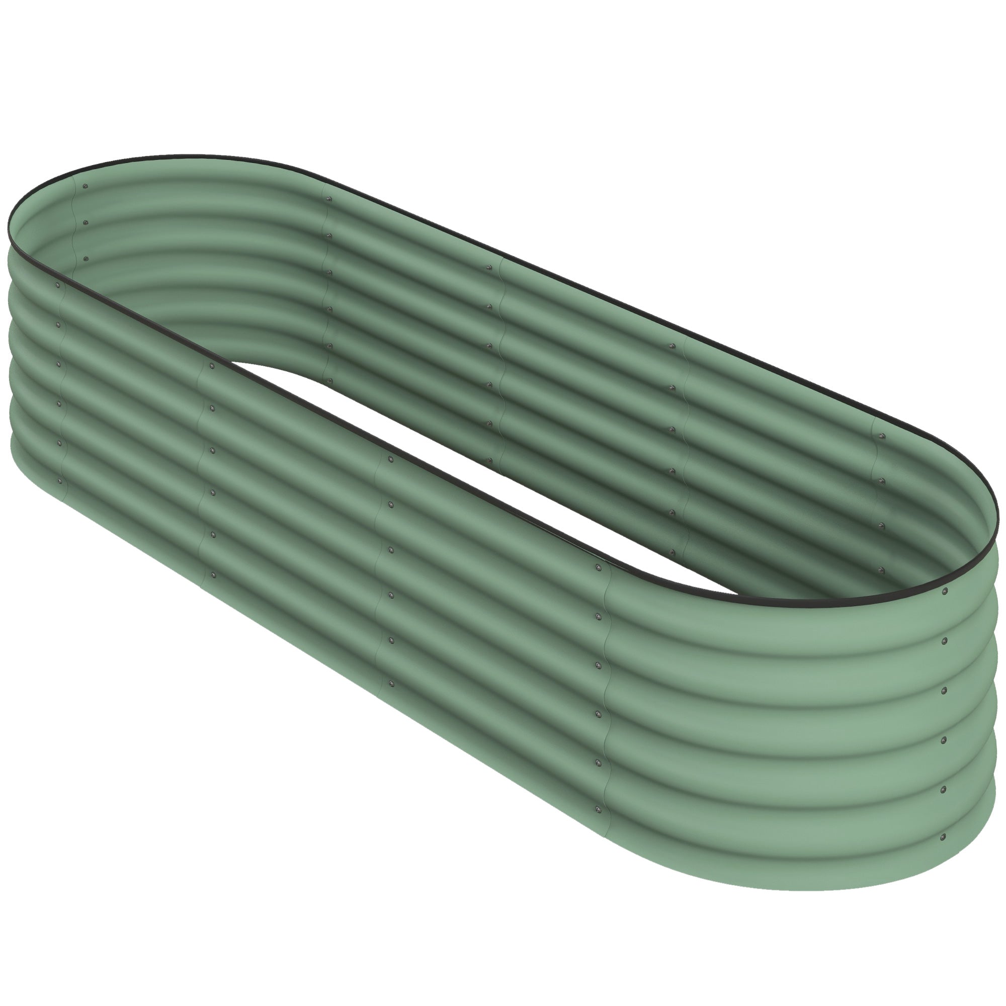 6.4' x 2' x 1.4' Galvanized Raised Garden Bed Kit, Metal Planter Box with Safety Edging, Green - Green