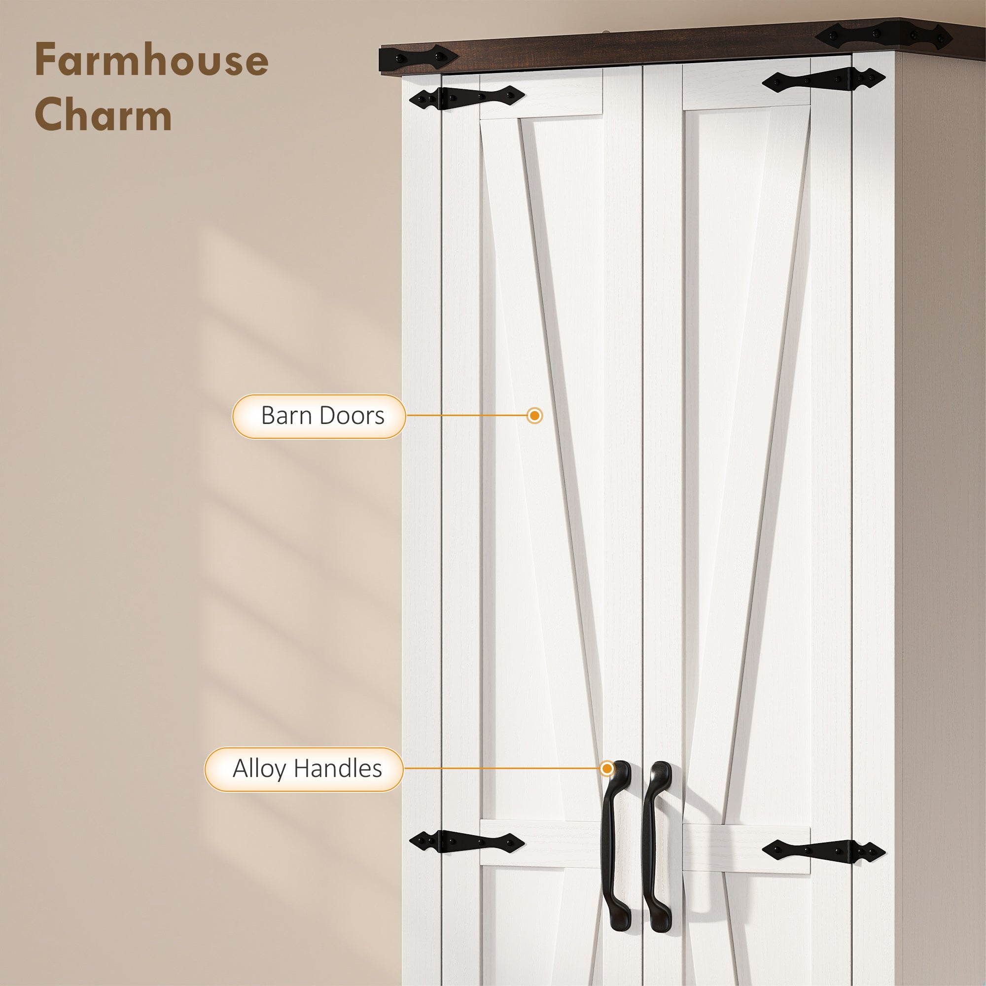 71" Pantry Cabinet, Kitchen Storage Cabinet with Adjustable Shelves, Barn Doors and Drawer for Dining Room, White
