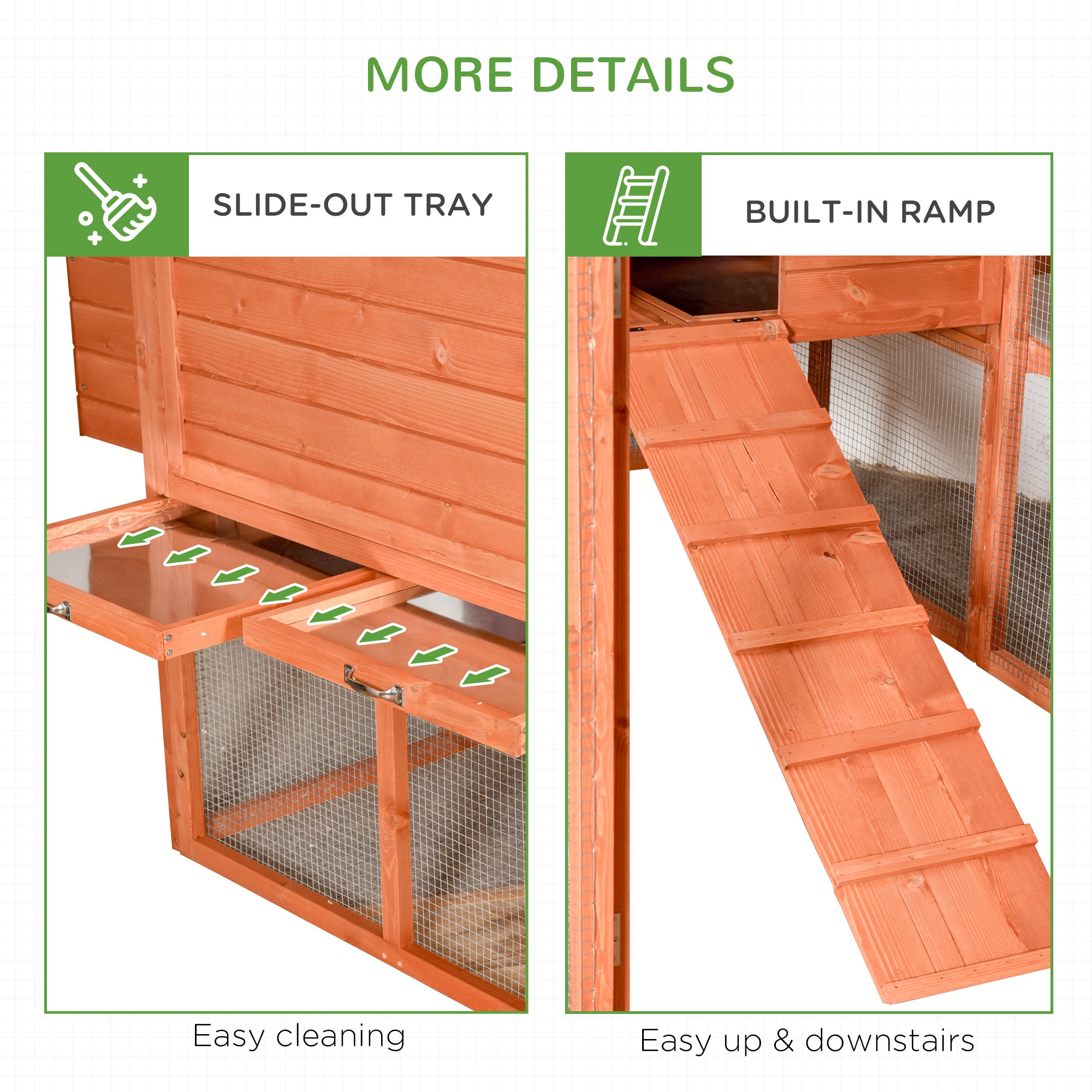 145" Wooden Chicken Coop with Run & Inner Hen House Space - Orange - Image 7