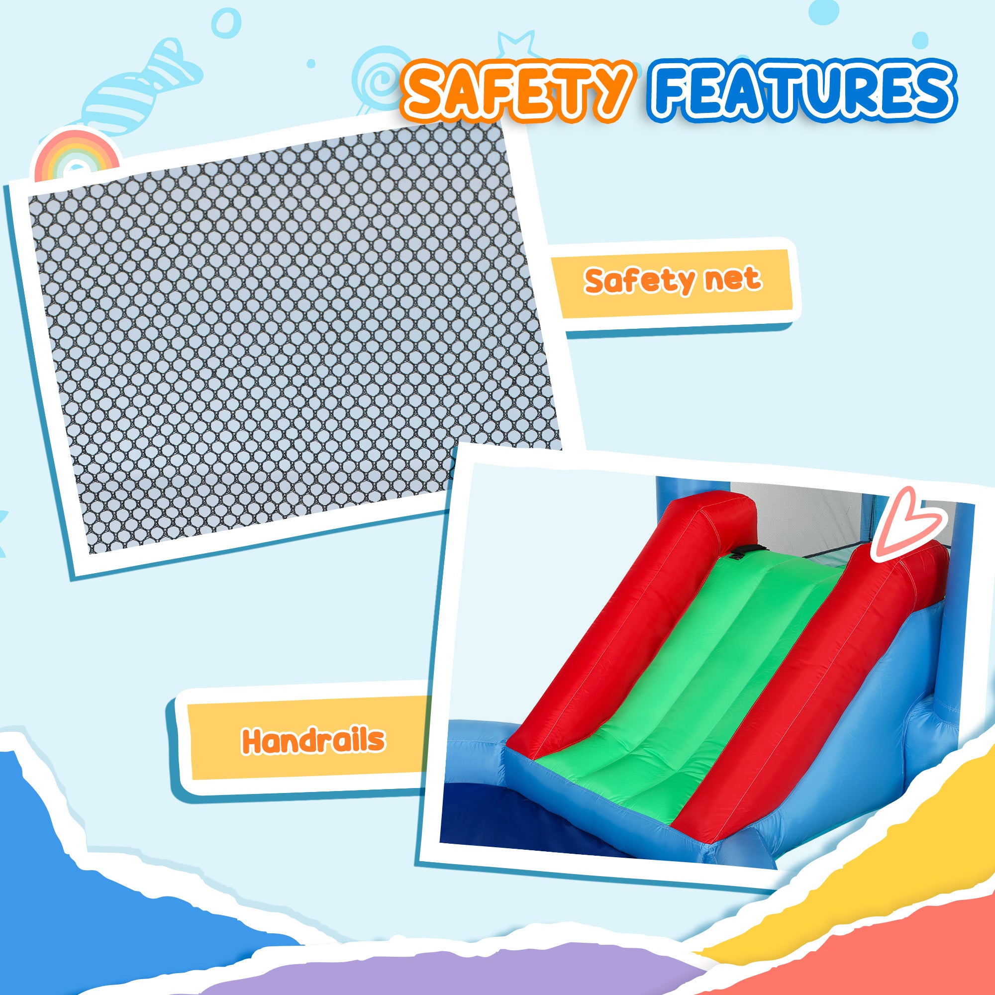 4 in 1 Inflatable Bounce House with Slide, Basketball Hoop, Ball Pit, 370W Blower, Storage Bag, 163" x 81" x 75"