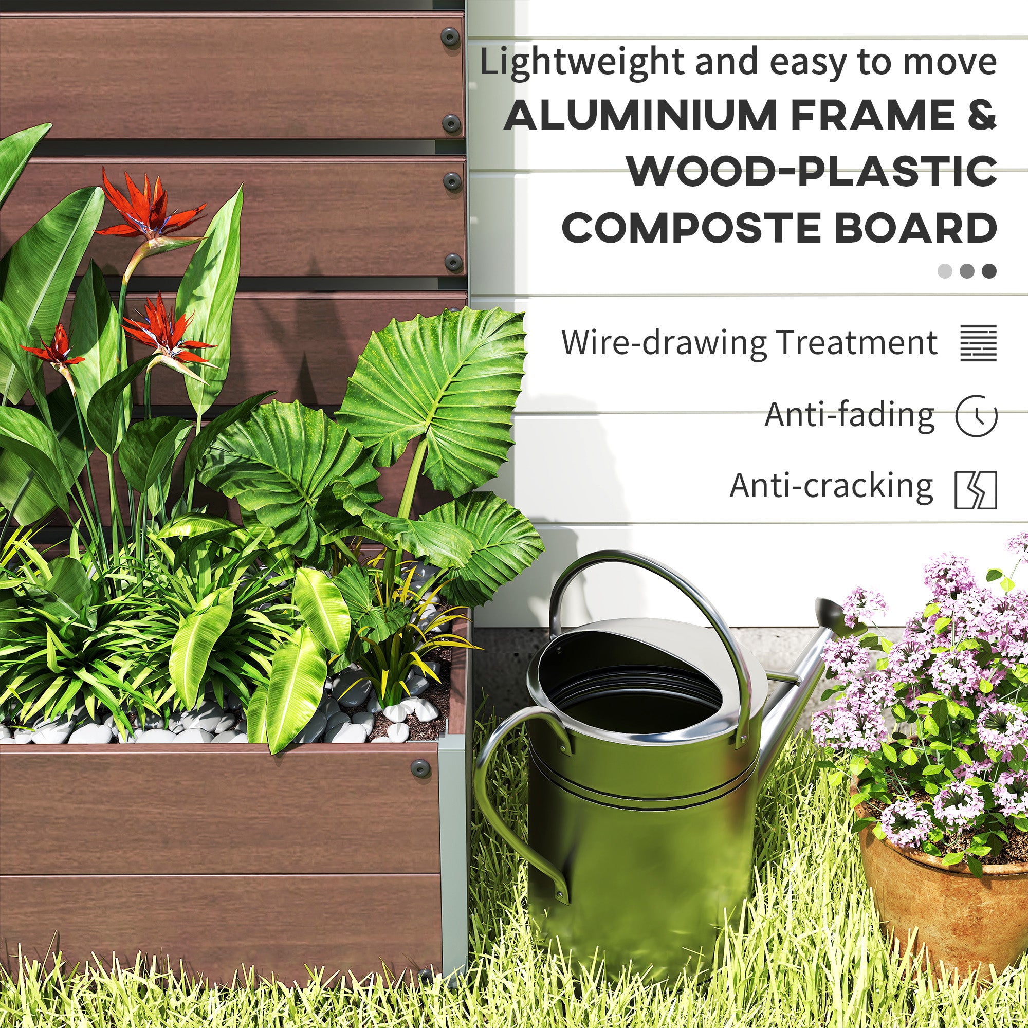 Trellis Planter for Climbing Plants, Raised Garden Bed with Trellis, Planter Box for Outdoor Garden, Light Brown - Light Brown - Image 5