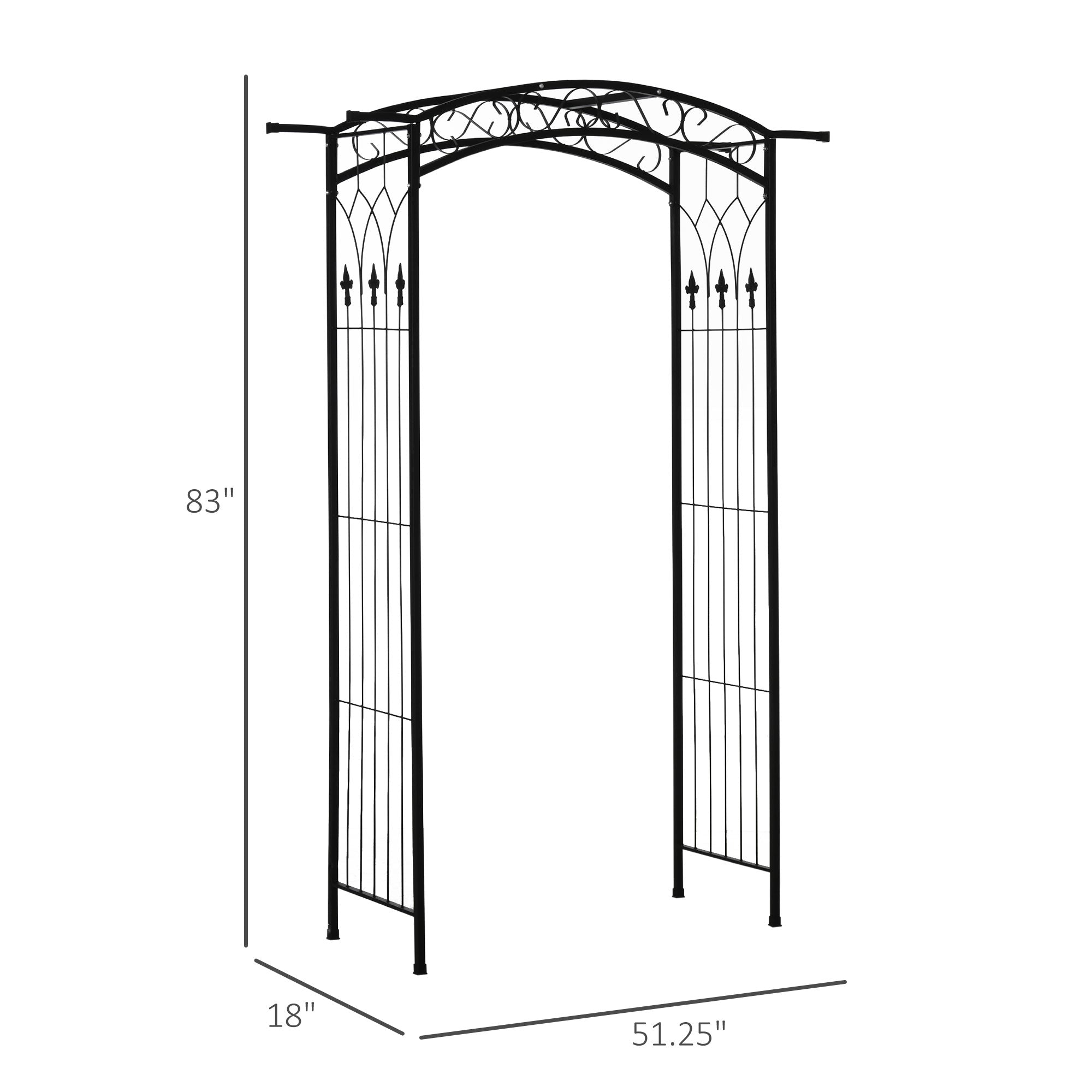 7Ft Garden Arch Arbor, Metal Arch Trellis for Climbing Vines, Garden Archway for Wedding, Bridal Party, Ceremony - Matte Black - Image 3