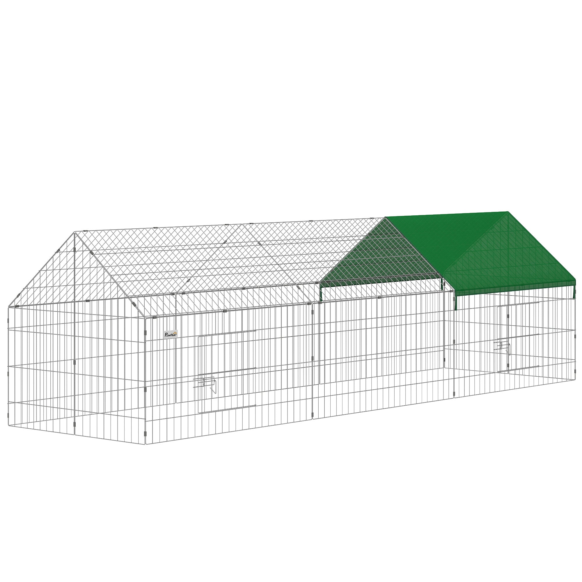 Metal Chicken Coop with Cover for Backyard Small Animals Duck Rabbit, 106" x 29.5" x 29.5", Green
