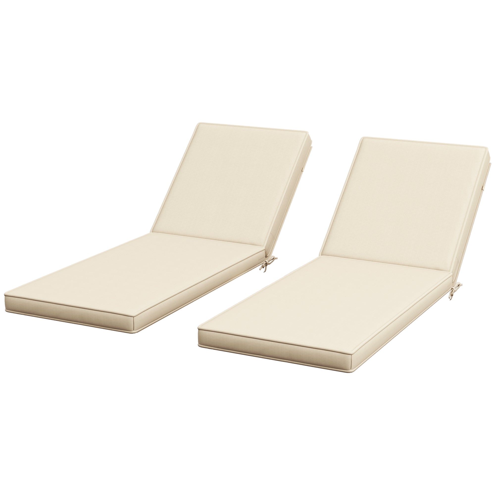 2-Piece Patio Chair Cushions with Backrests, Replacement Cushions for Outdoor Lounge Chair, Beige