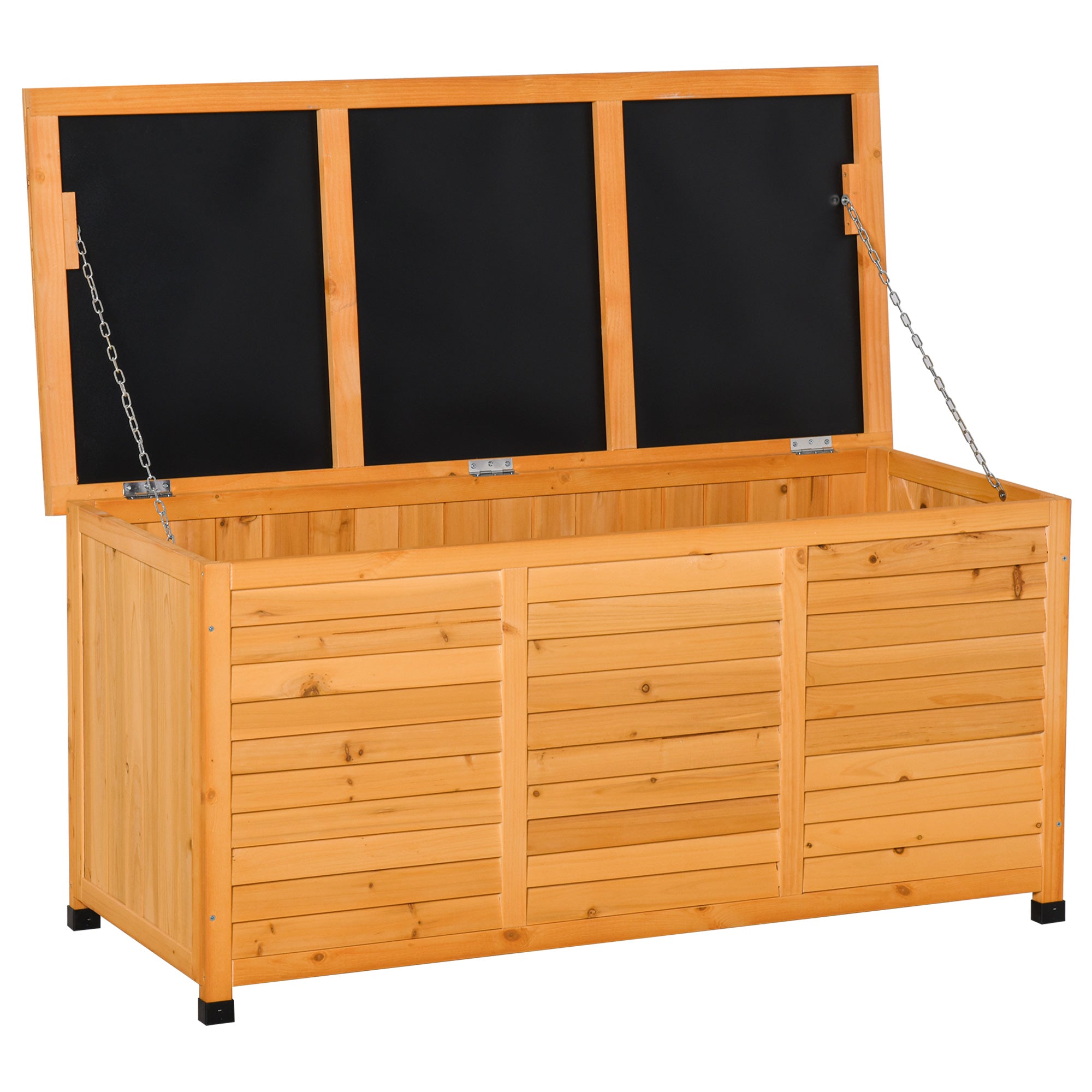 75 Gallon Wooden Deck Box, Outdoor Storage Container with Aerating Gap & Weather-Fighting Finish, Yellow - Yellow