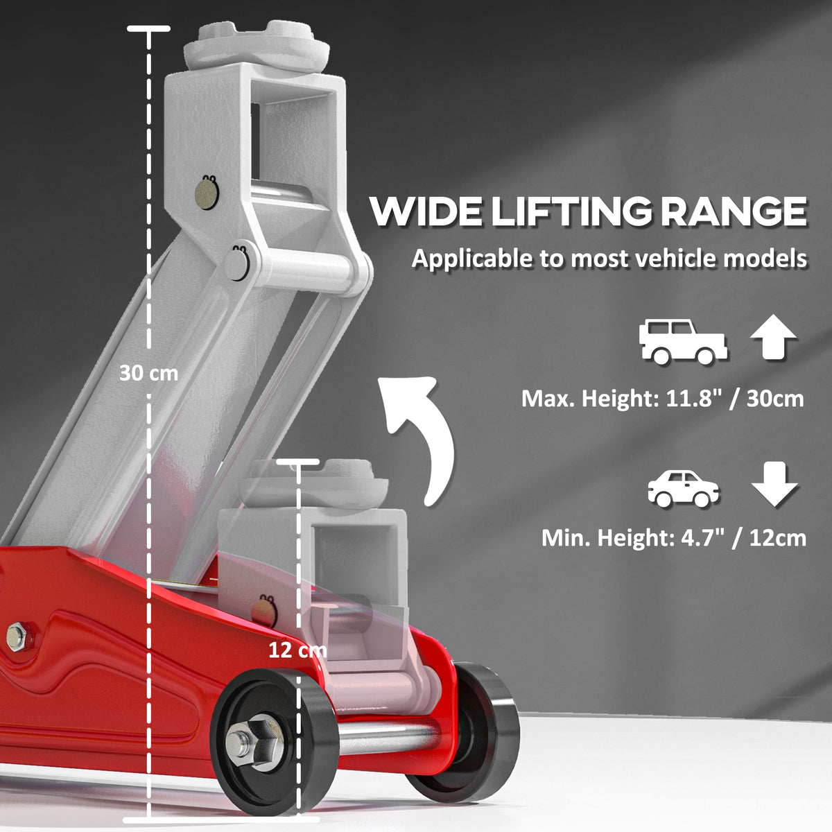 2 Ton Low Profile Hydraulic Floor Jack, Heavy Duty Steel Racing Car Jack, 4.7"-11.8" Lift Range, Red