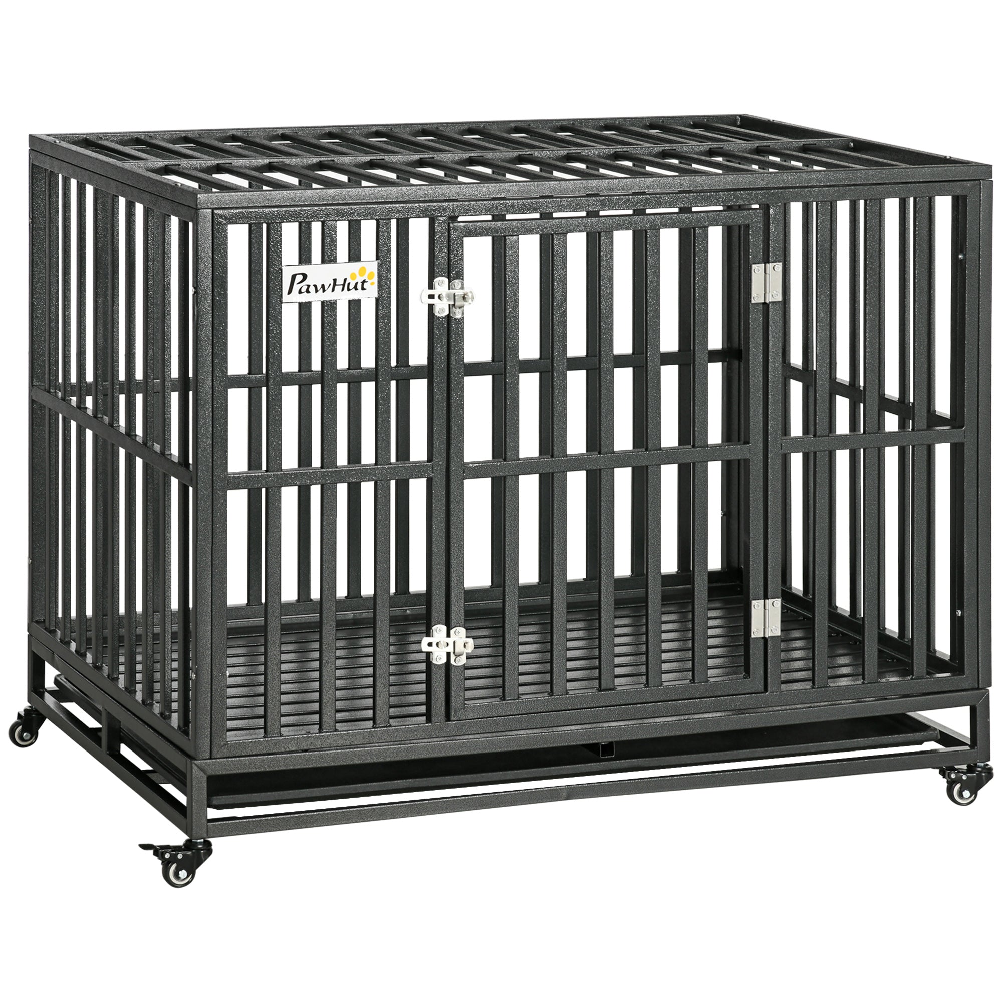 44'' Strong Pet Dog Crate Mobility Cage w/ Playpen Metal & Removeable Tray - Black