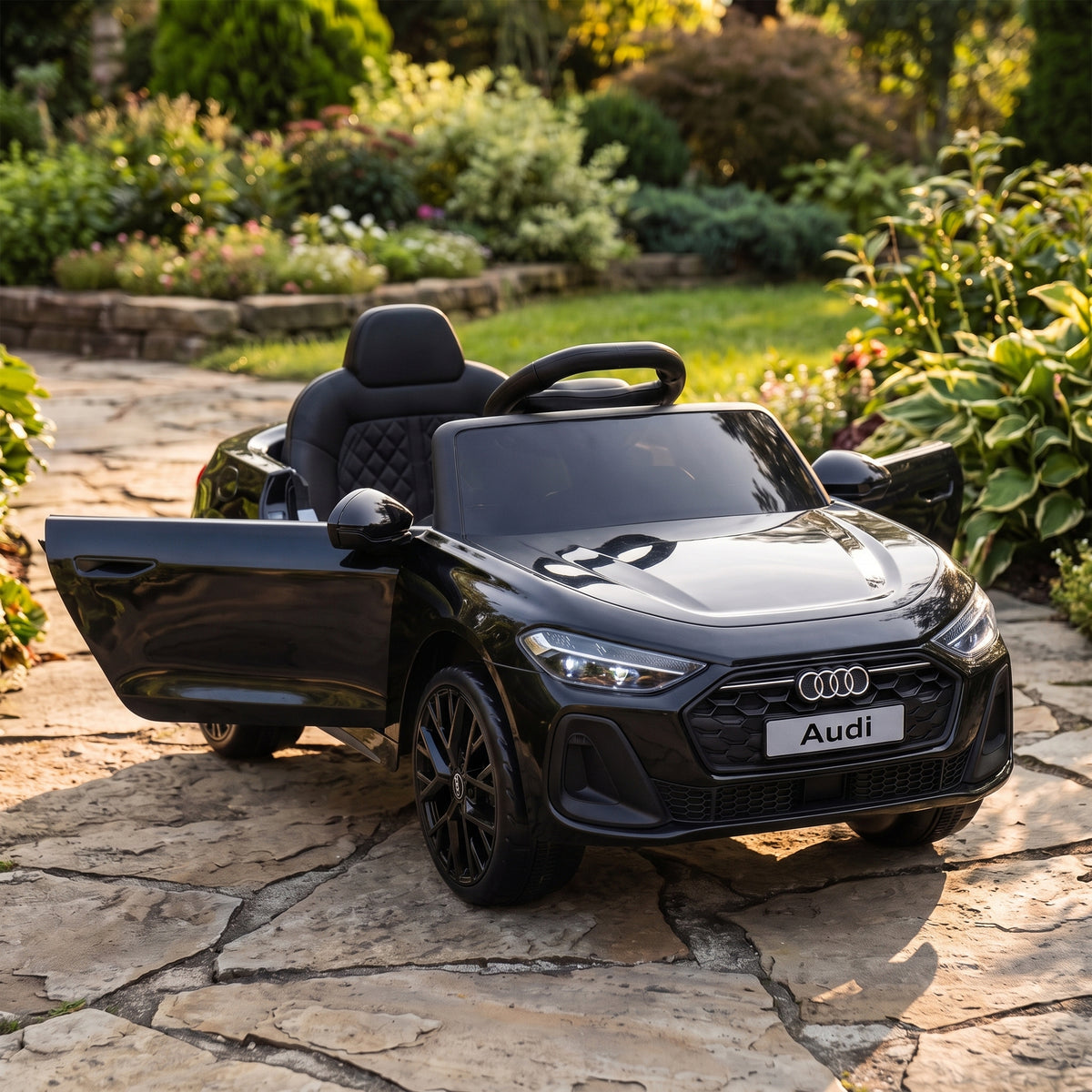 Audi A5L Licensed Electric Ride on Car for Kids 3-6 with Remote Control Dual Motors 4-Wheel Suspension Music, Black