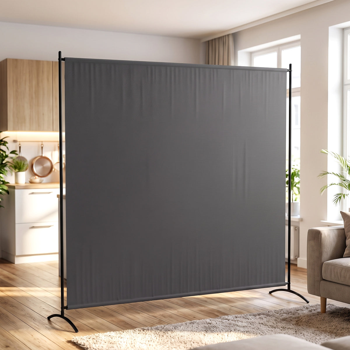 Outdoor Privacy Screen, 5.9FT Tall Room Divider with UPF30+ Protection, Freestanding Privacy Panel, Dark Gray