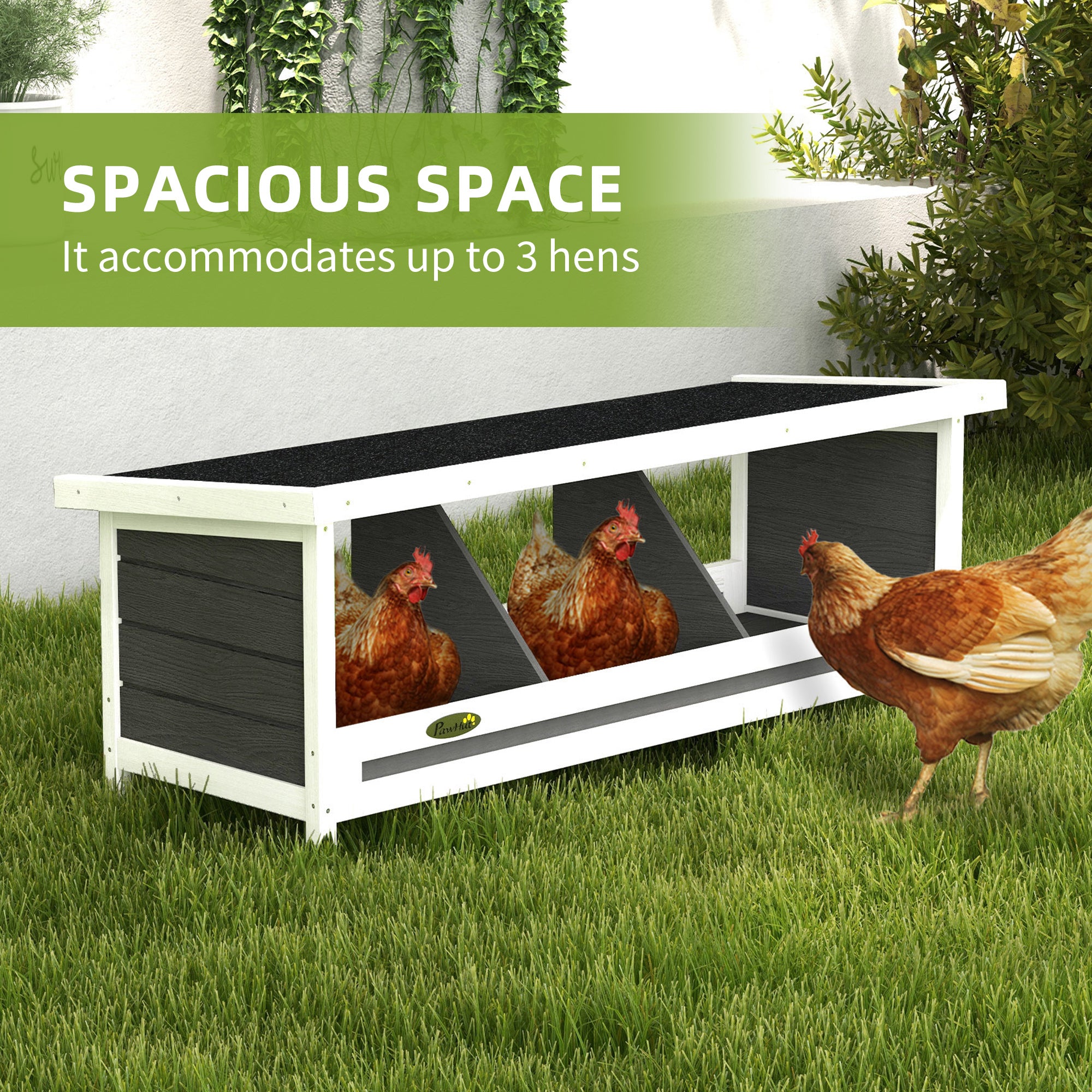 Wood Nesting Boxes Chicken Coop Accessories for Up to 3 Chickens, with Asphalt Roof, Gray - Gray - Image 4