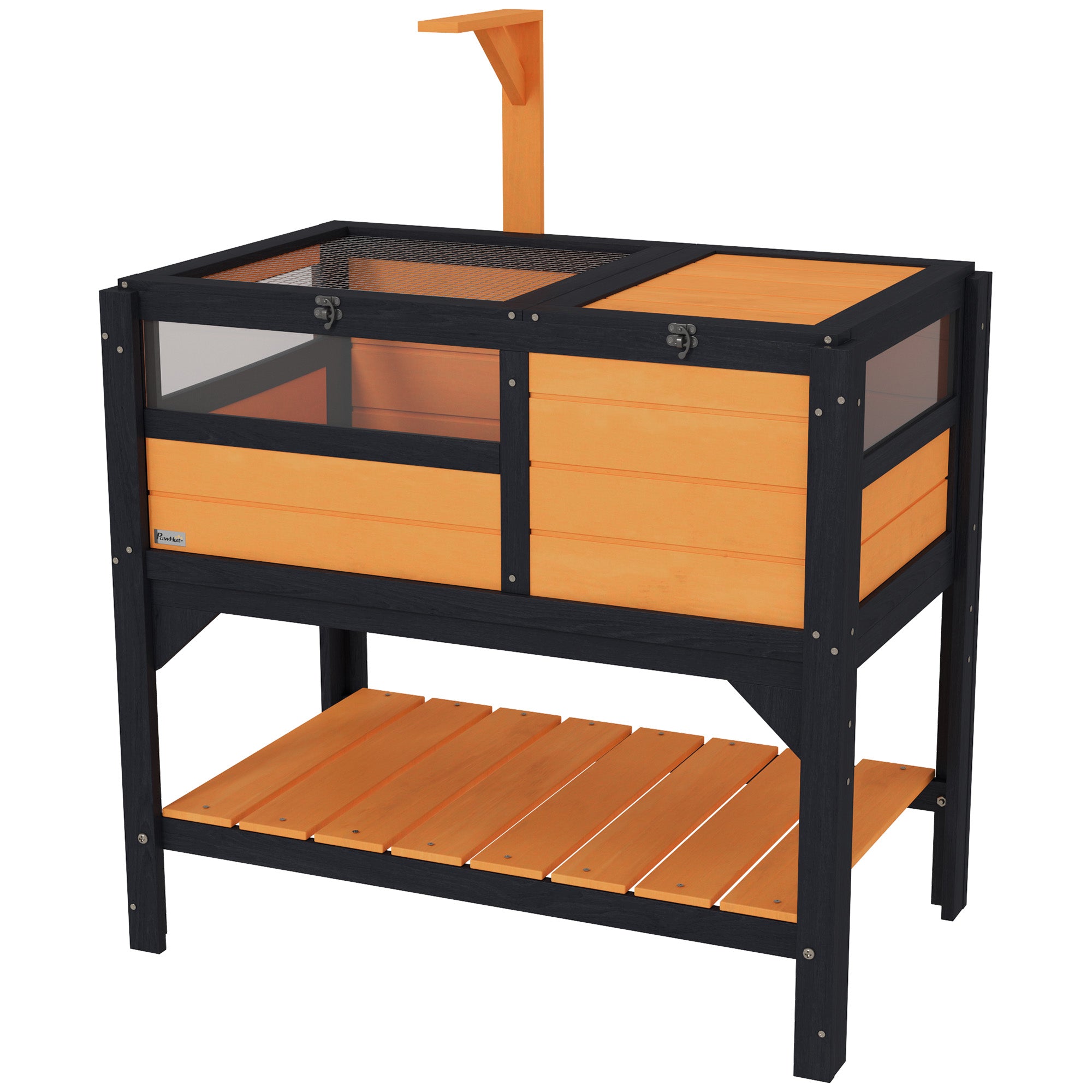 Tortoise Habitat with Shelf Storage Tortoise Gift Accessory with Weather Protection for Indoor, Yellow - Yellow
