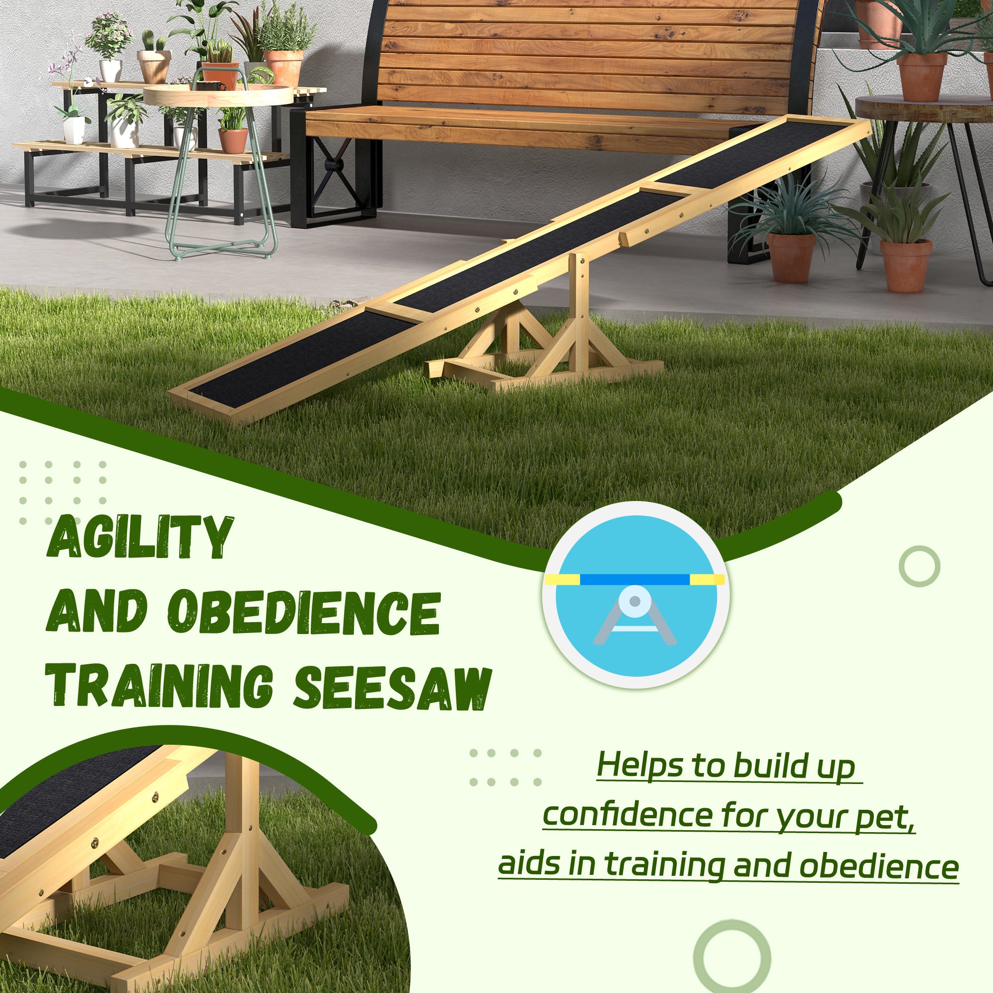Wooden Dog Agility Seesaw for Training and Exercise, Yellow - Yellow - Image 7
