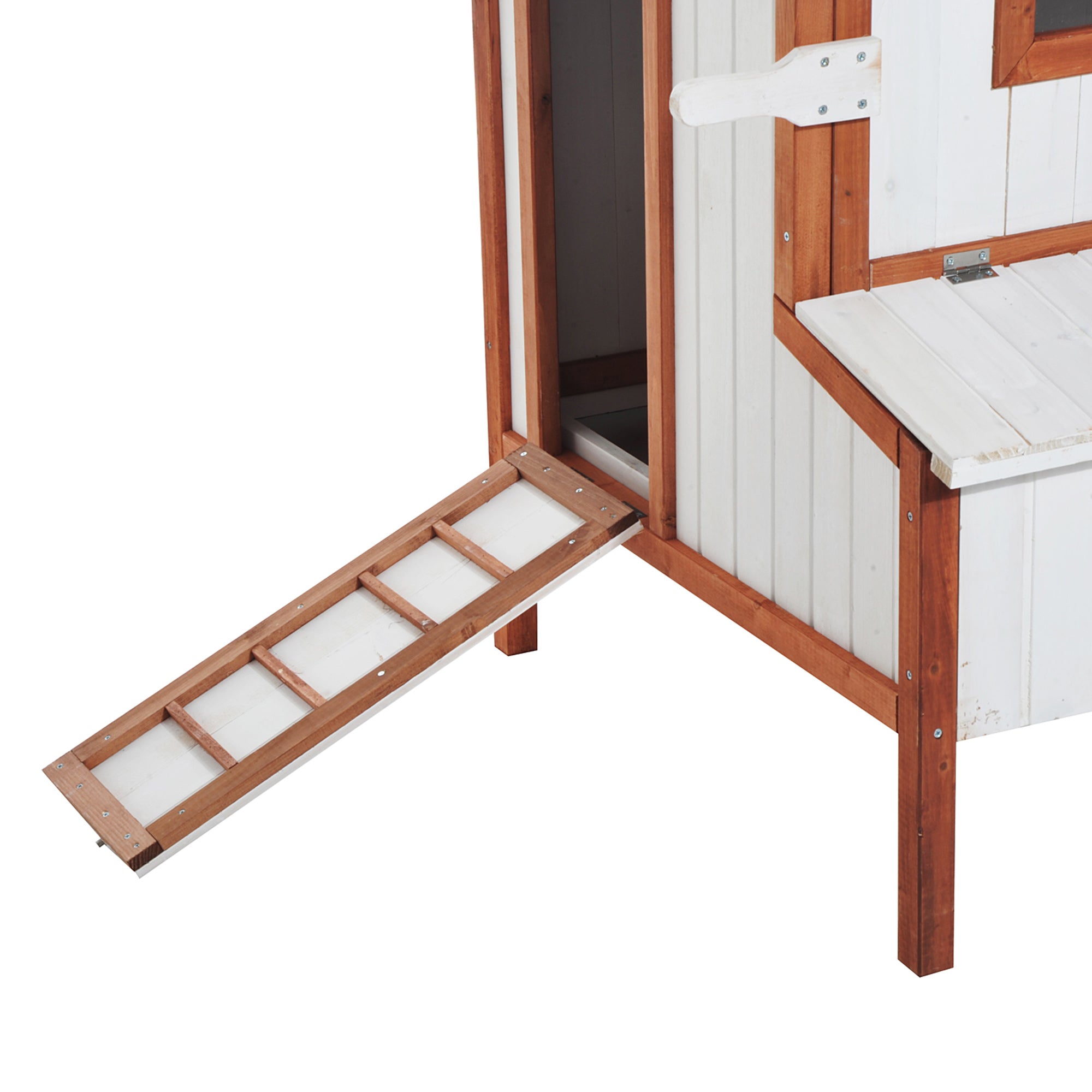 47" Chicken Coop Wooden Chicken House Rabbit Hutch Raised Poultry Cage Portable Hen Pen Backyard with Nesting Box and Handles - Multi Color - Image 8