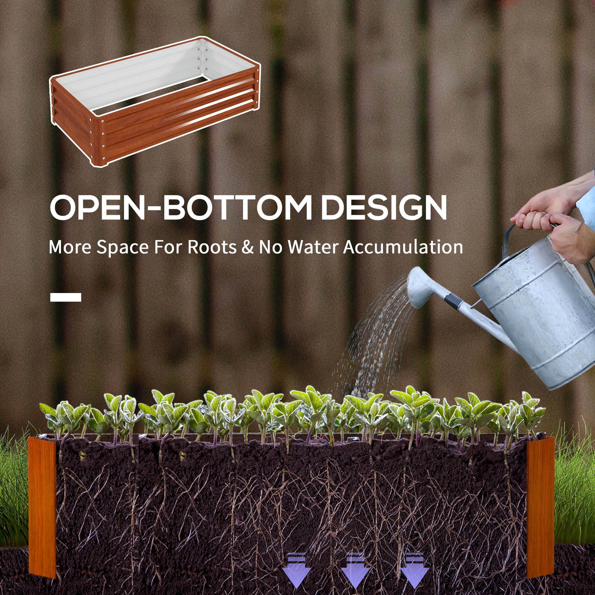 Galvanized Raised Garden Bed, 4' x 2' x 1' Metal Planter Box, for Growing Vegetables, Flowers, Herbs, Succulents, Brown - Brown - Image 5