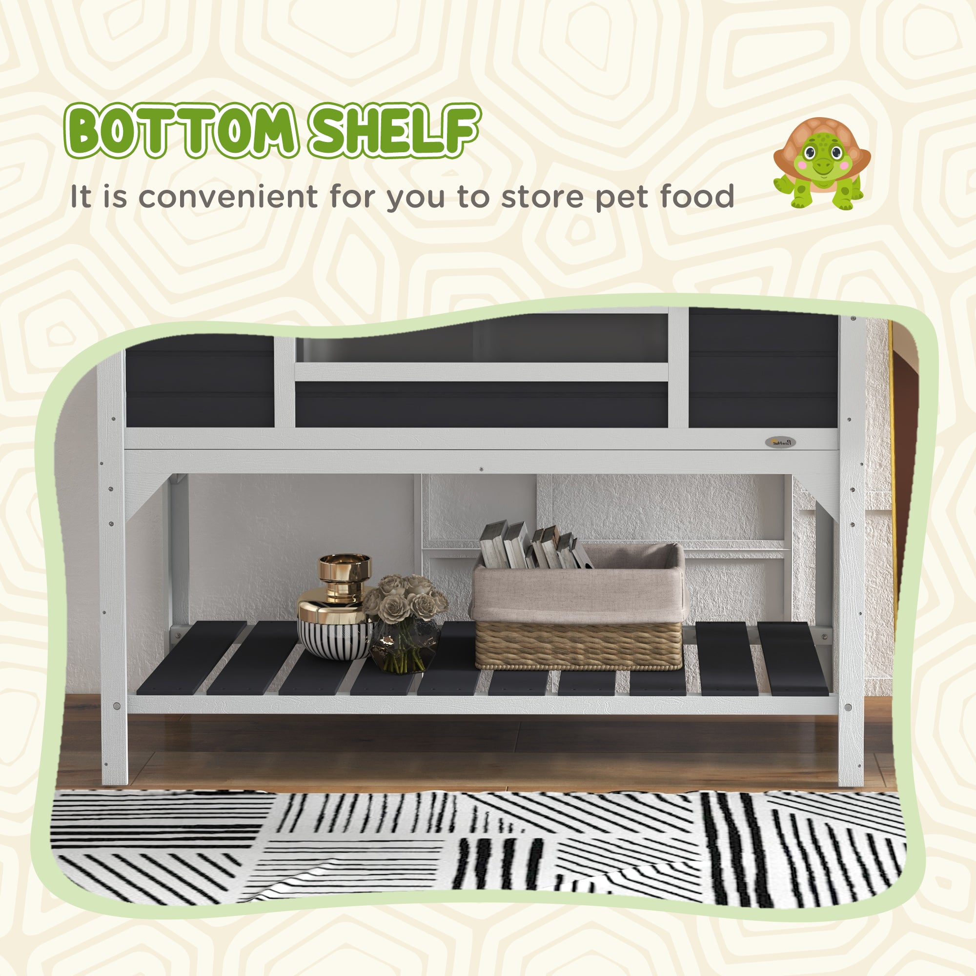 Tortoise Enclosure Tortoise House with Adjustable Lamp Holder Storage Shelf, Dual Main Houses, Openable Lid, Gray - Gray - Image 7