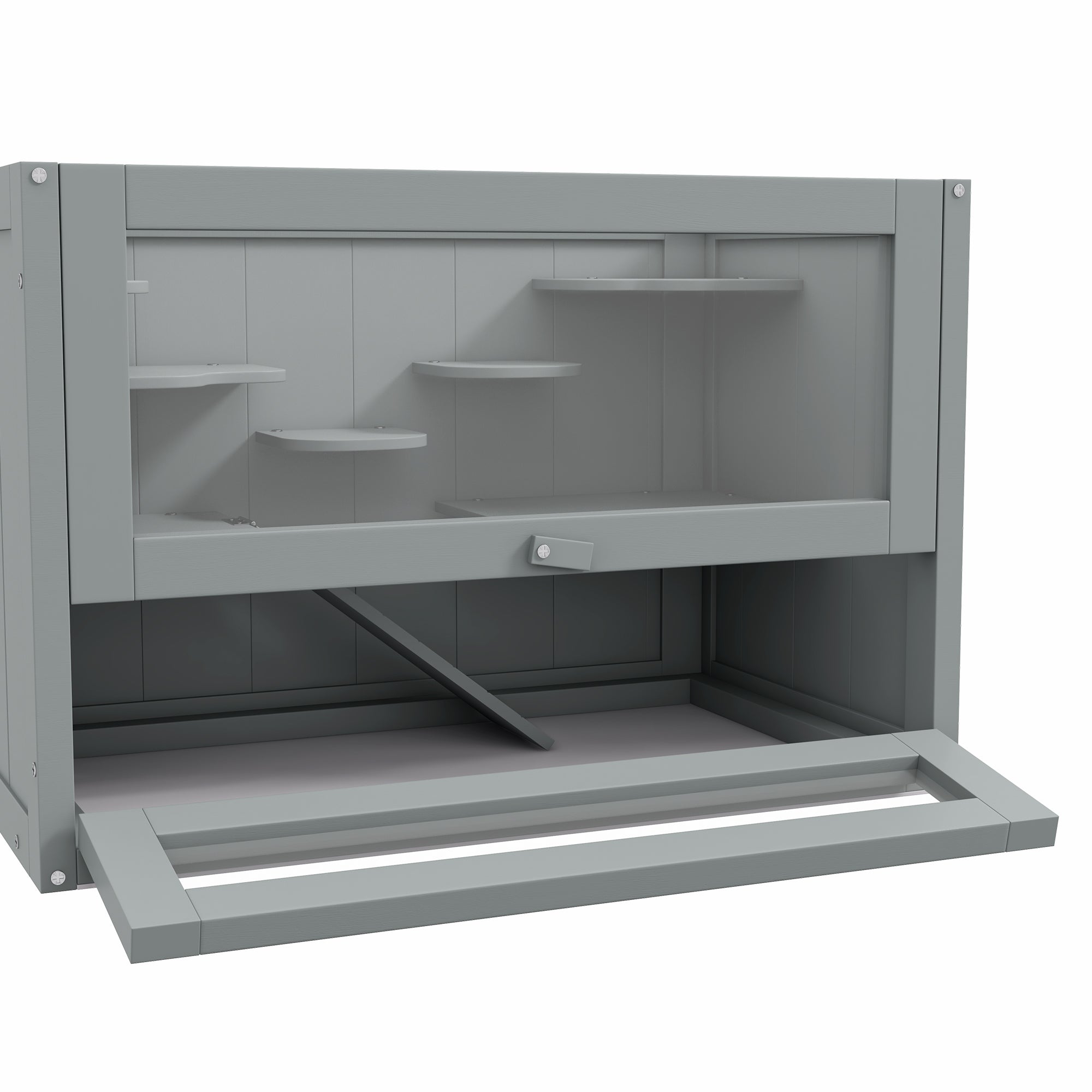 2-Level Hamster Cage with Openable Top, Door, Shelf, Ladder, Gray - Gray - Image 8