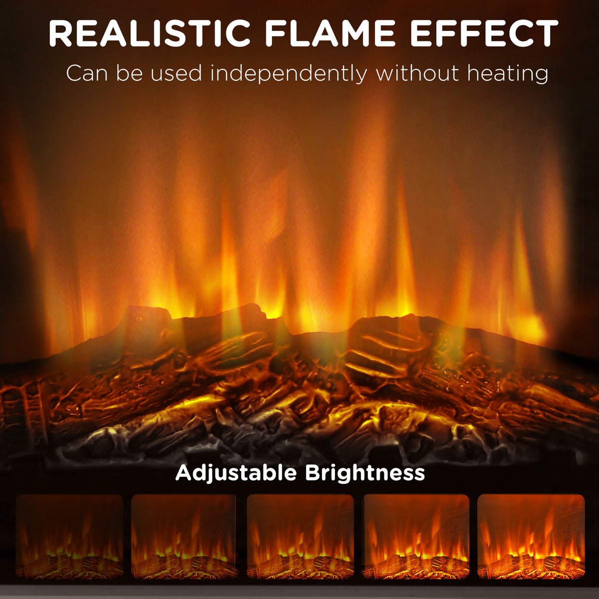 26" Freestanding Electric Fireplace with Mantel, 1400W Replaceable Fireplace Insert Heater with 3D Flame Effect, WHite