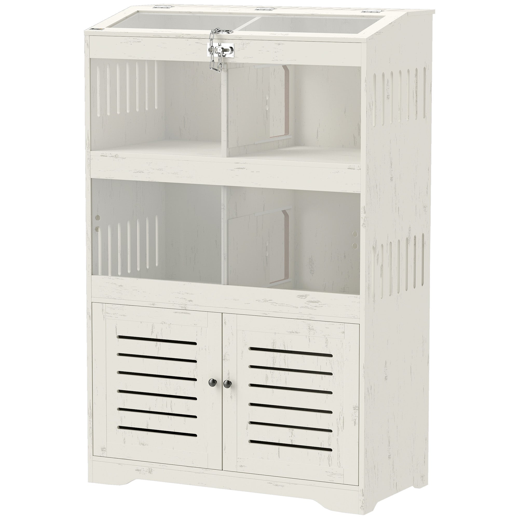 Large Hamster Cage for Multiple Small Pets, Rat Cage with Storage Cabinet, Clear Transparent Panels, Cream White - Cream White