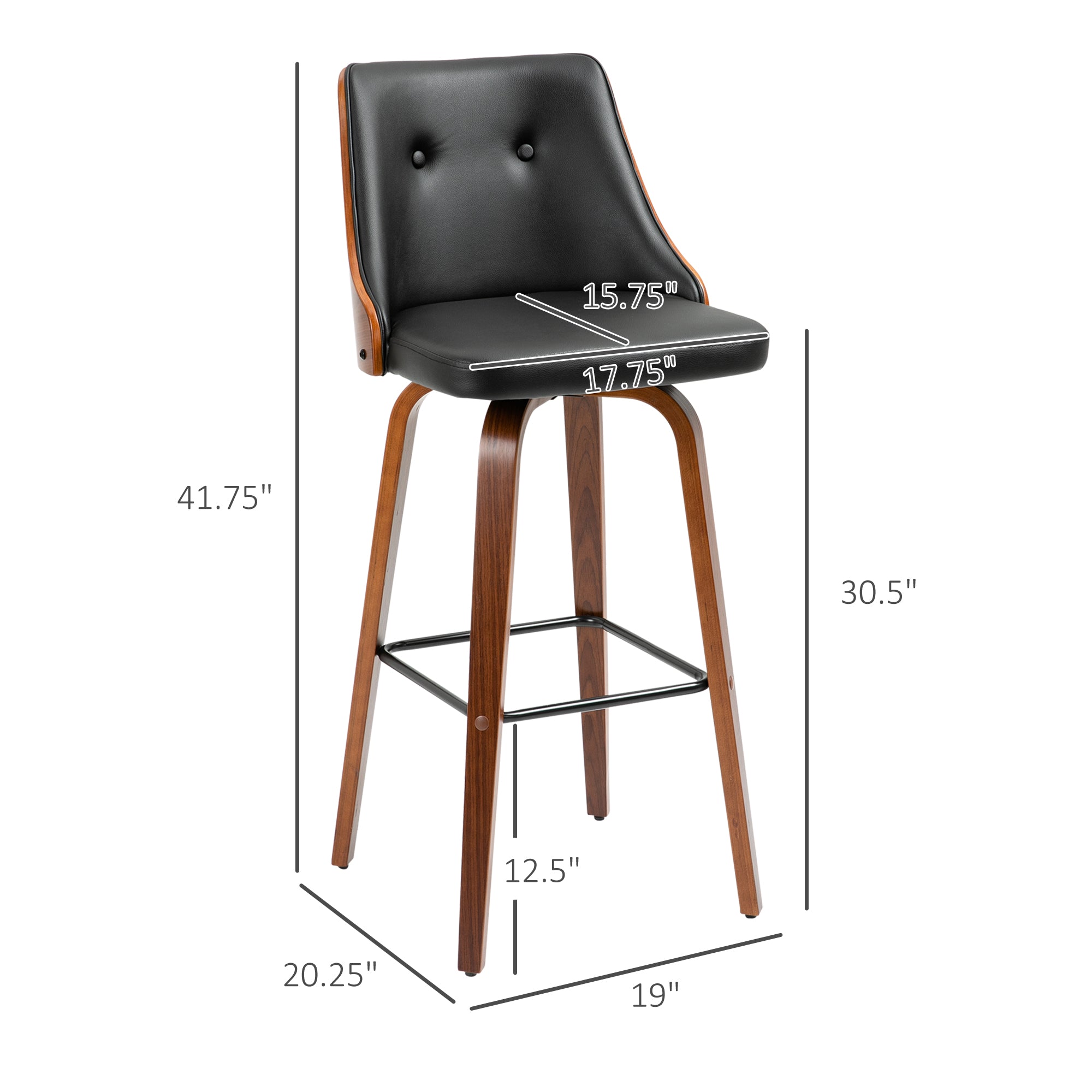 Bar Height Bar Stools Set of 2, Black