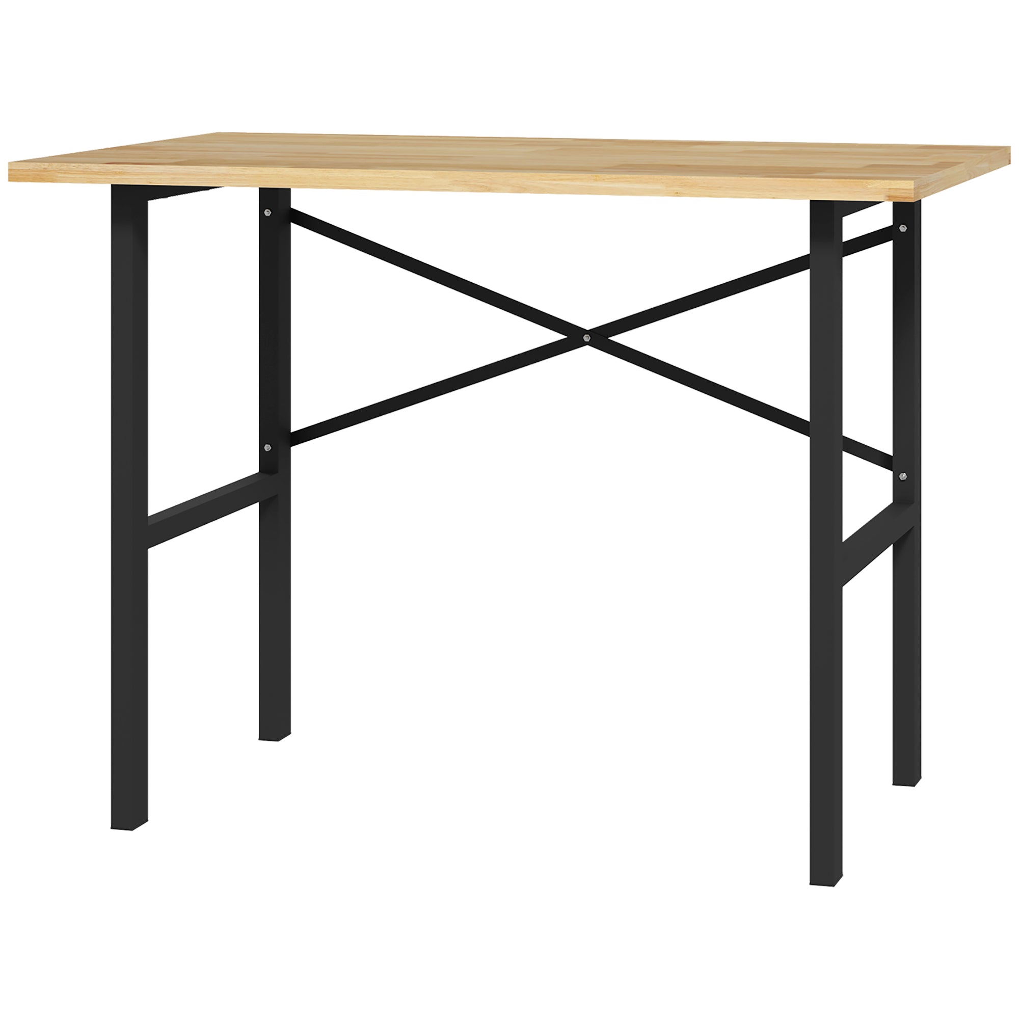 46"L x 28"W Garage Table with X Bar Support and Natural Tabletop, Natural/Black - Natural Wood