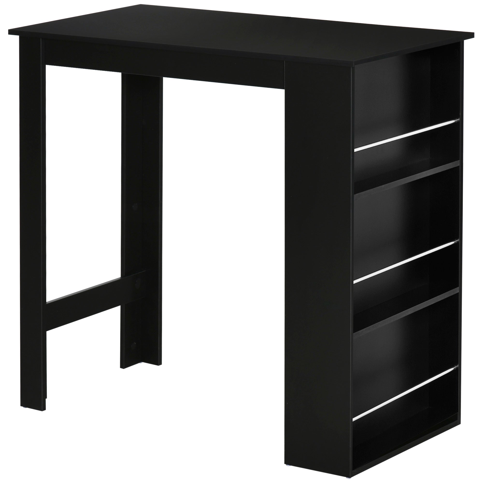 Modern Bar Table Counter Height Dining Table with 3 Storage Shelves for Kitchen, Dining Room, Living Room, Black