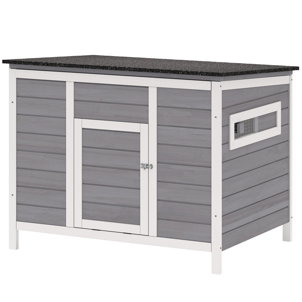 Duck Coop, Wooden Duck House Rabbit Hutch with Openable Roof, Removable Base, Elevated Legs, Ramp, Ventilated Windows
