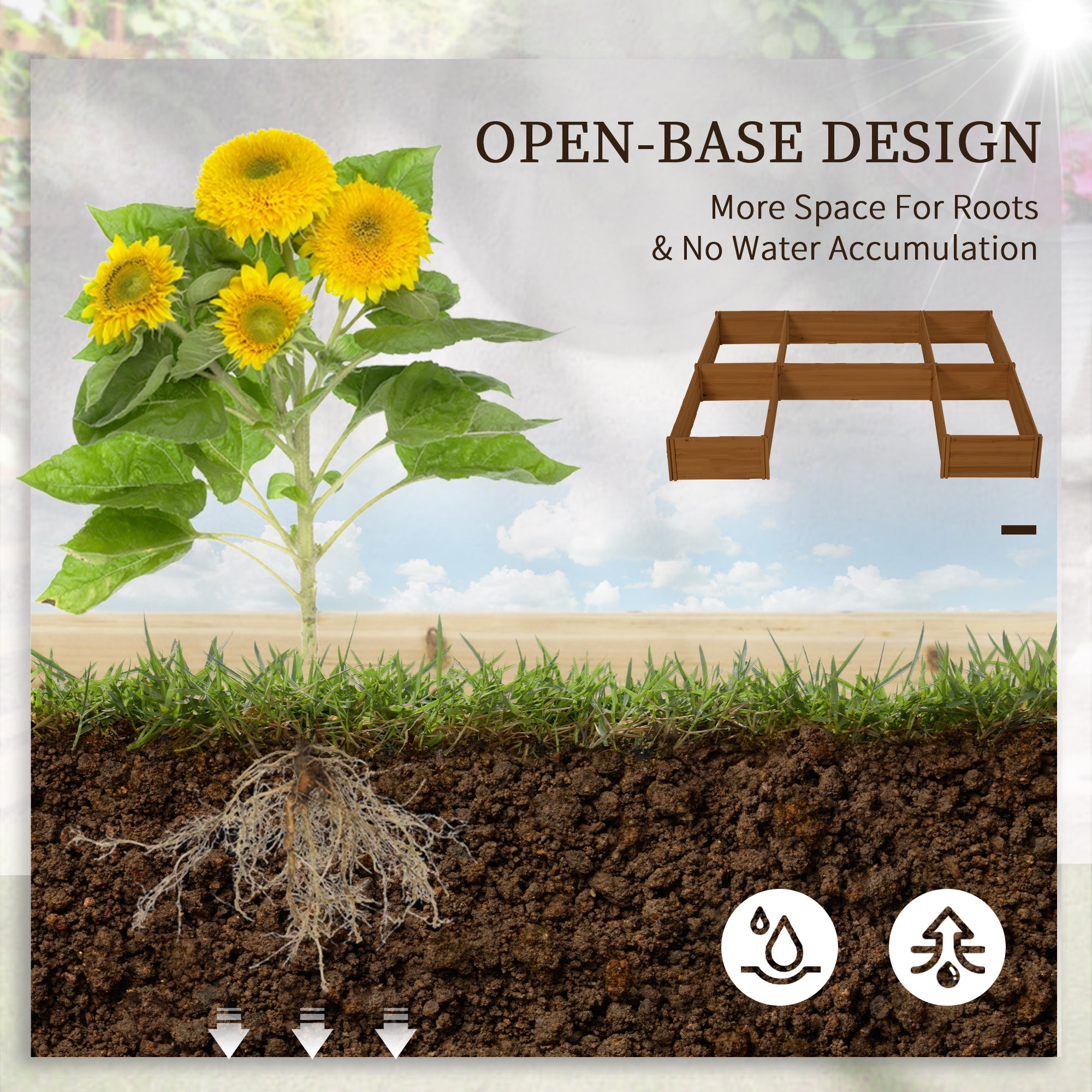 Raised Garden Bed, Set of 5 Large Wooden Box Planters for Outdoor Plants Vegetables Flowers Herbs, 7.5x7.5x1ft, Brown - Brown - Image 6
