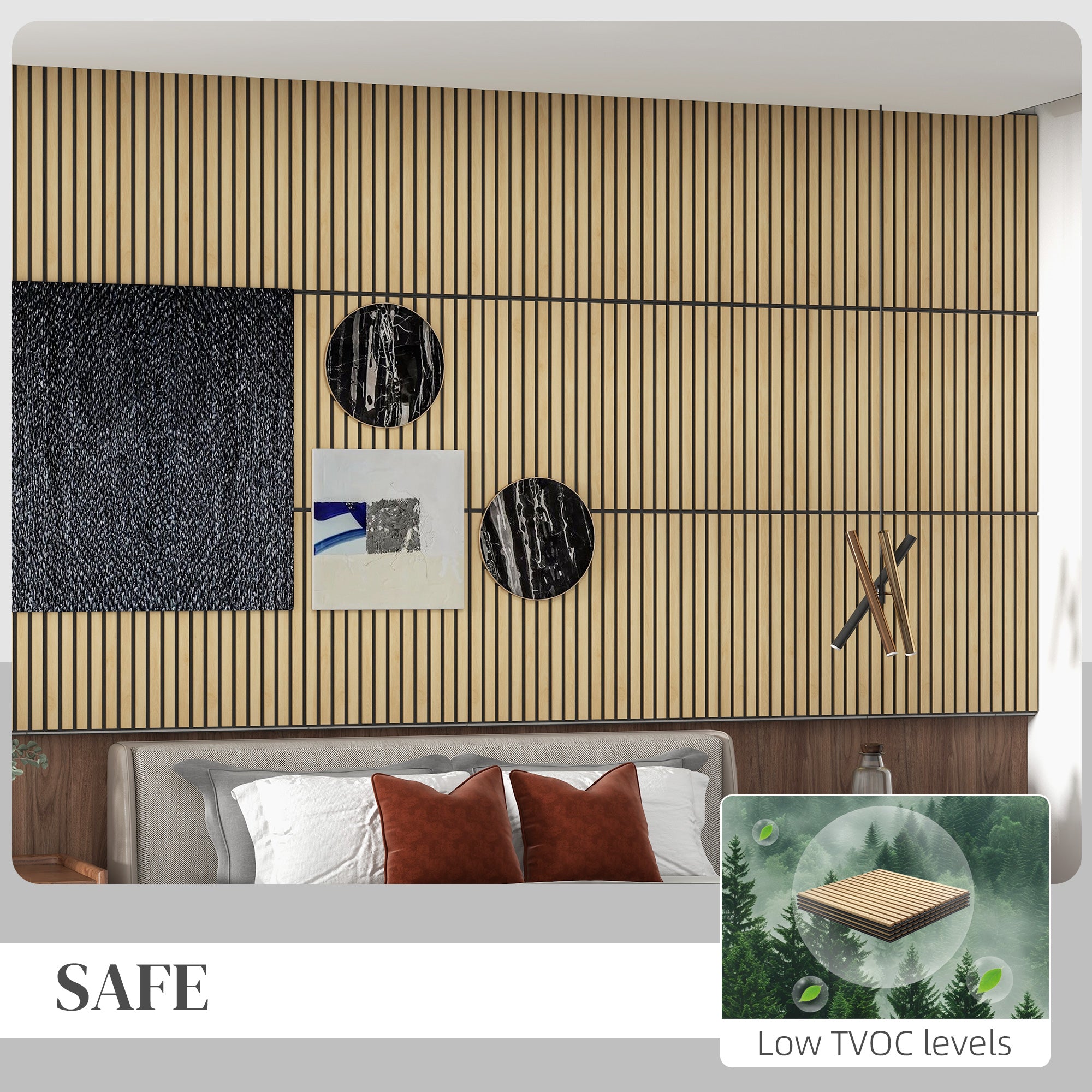 24" x 24" Wood Panels for Wall, 4 Pack Acoustic Panels, Sound Absorbing Slat Wall for Wall Decor, Home, Oak