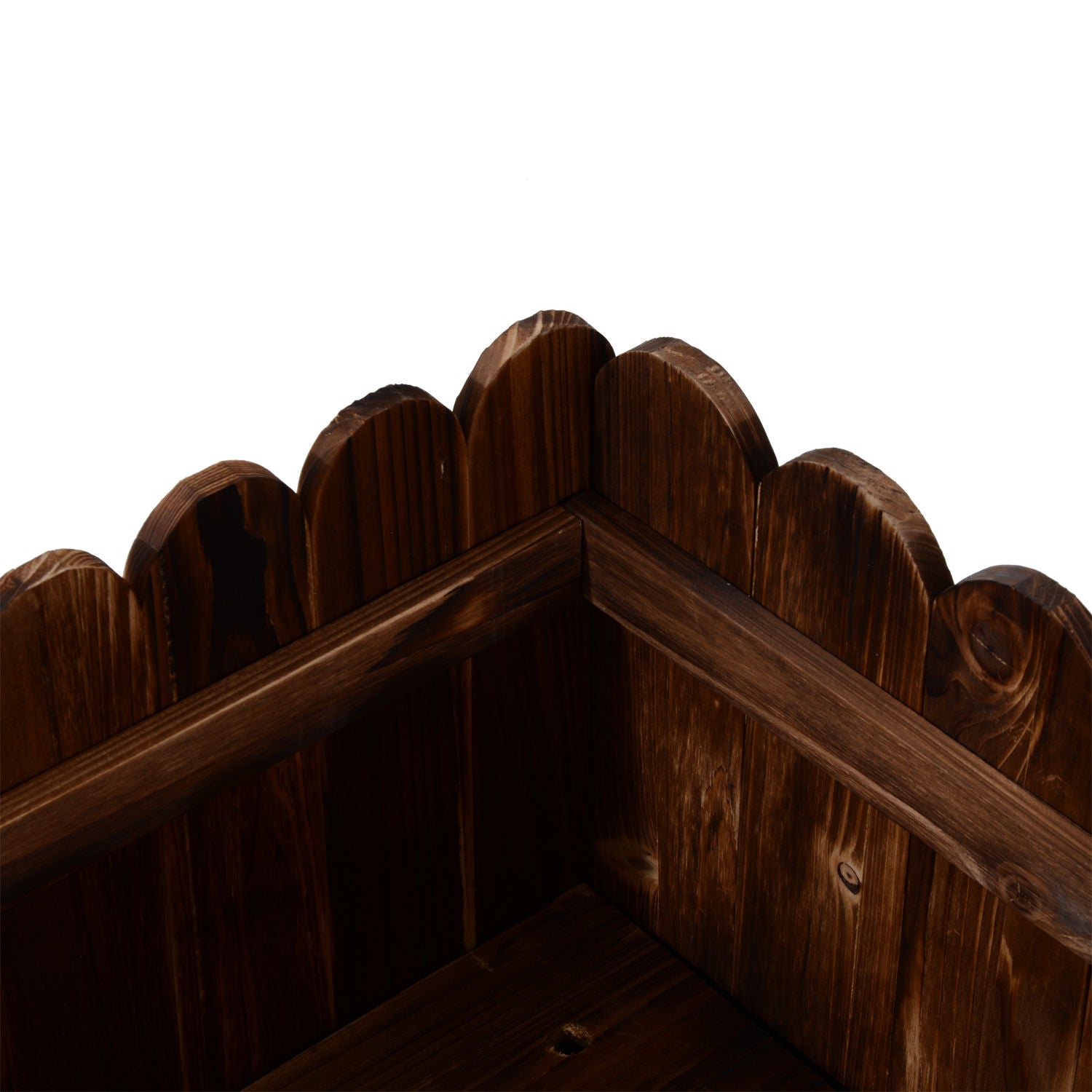 40" x 16" x 12" Raised Planter Box Garden Scalloped Edge Wooden - Brown - Image 7