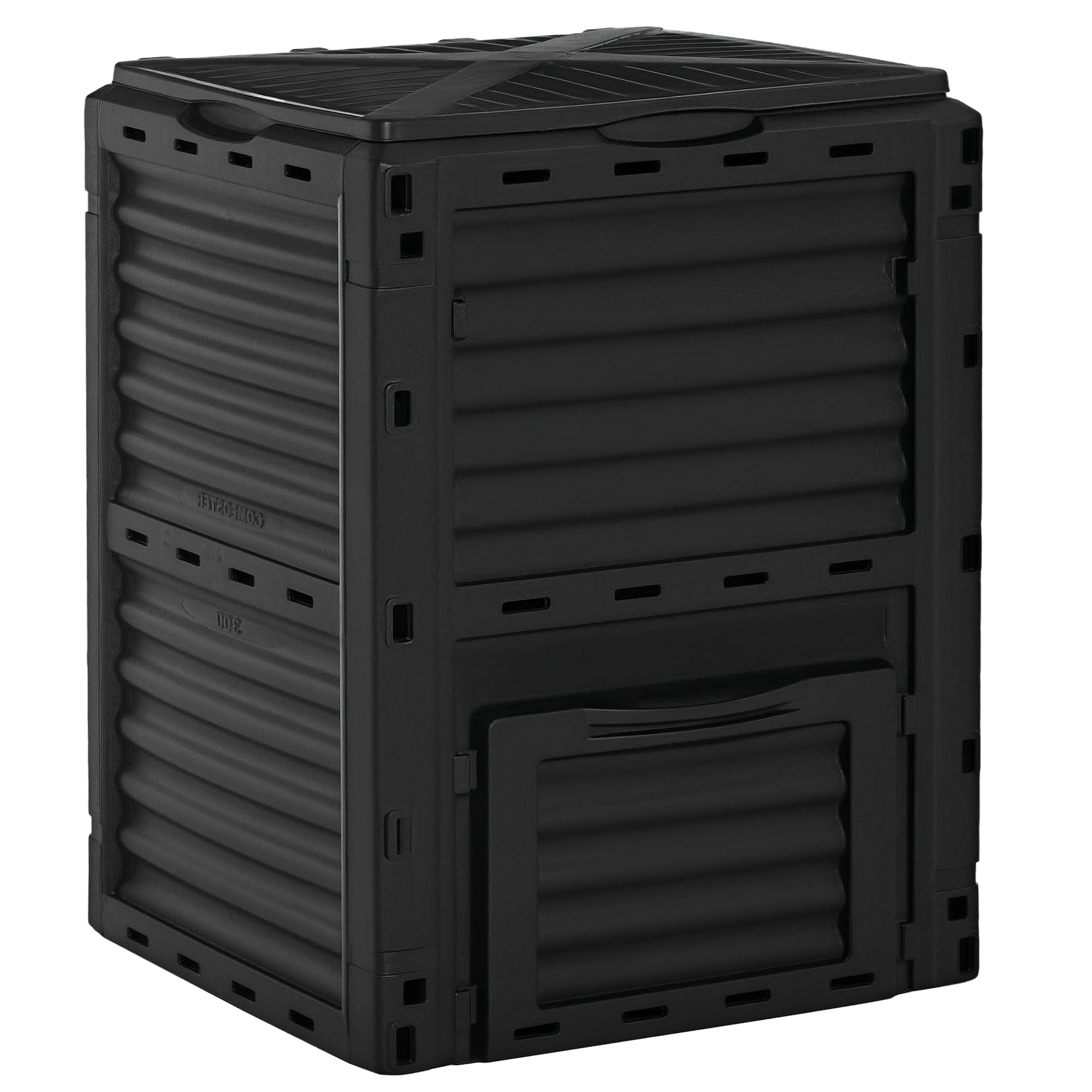 Garden Compost Bin 80 Gallon Outdoor Large Capacity Composter Fast Create Fertile Soil Aerating Box, Easy Assembly, Black - Black