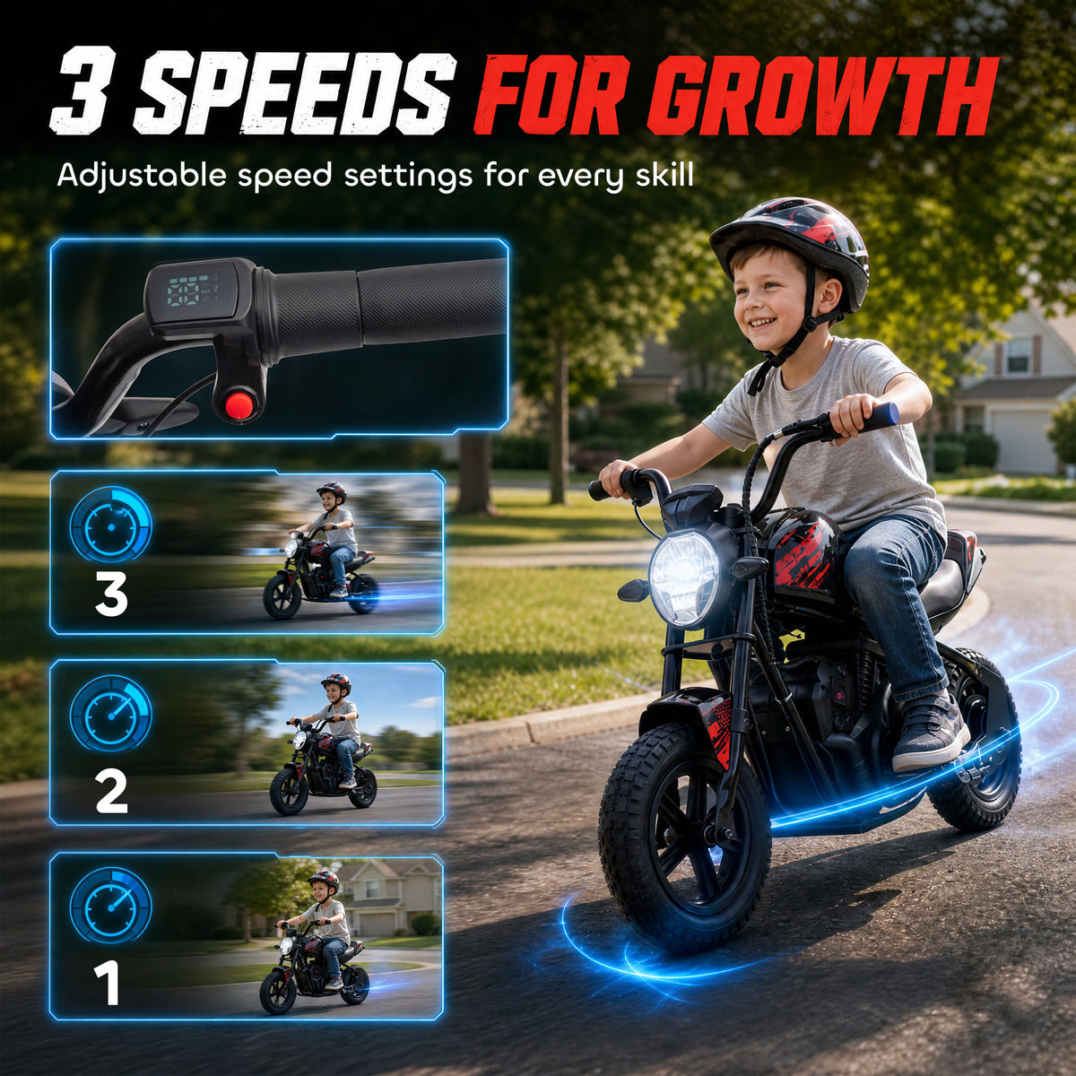 24V Kids Electric Motorcycle with 180W Motor, 12" Rubber Tires, Up to 11MPH, Twist Throttle for Ages 6-12, Black