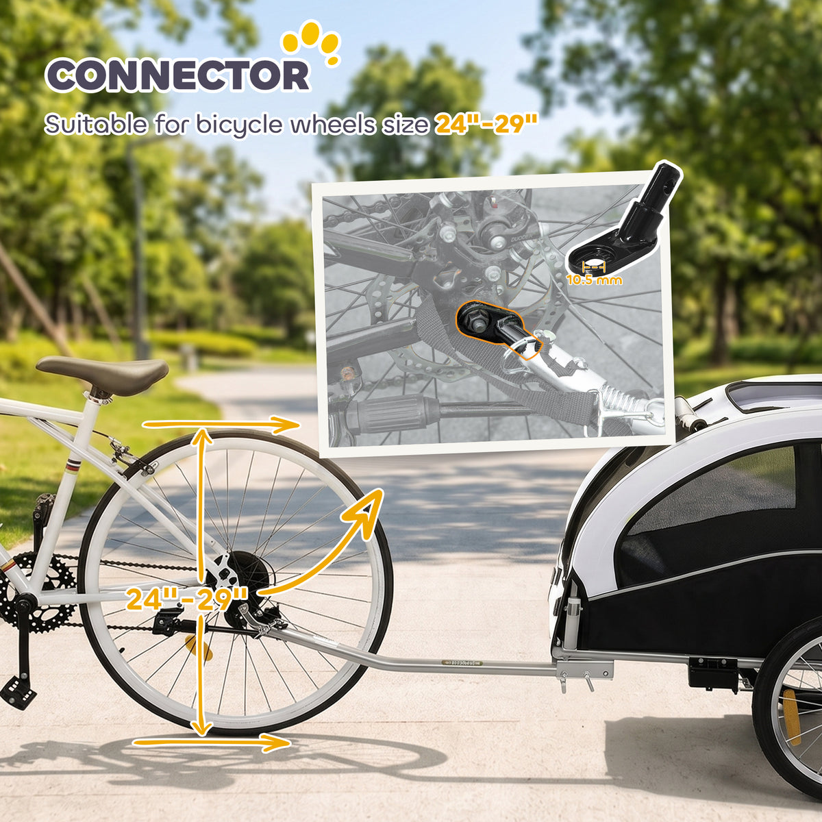 2 in 1 Dog Bike Trailer, Foldable Pet Stroller, Dog Bicycle Trailer with Suspension, for Medium Dogs up to 44 LBS, White