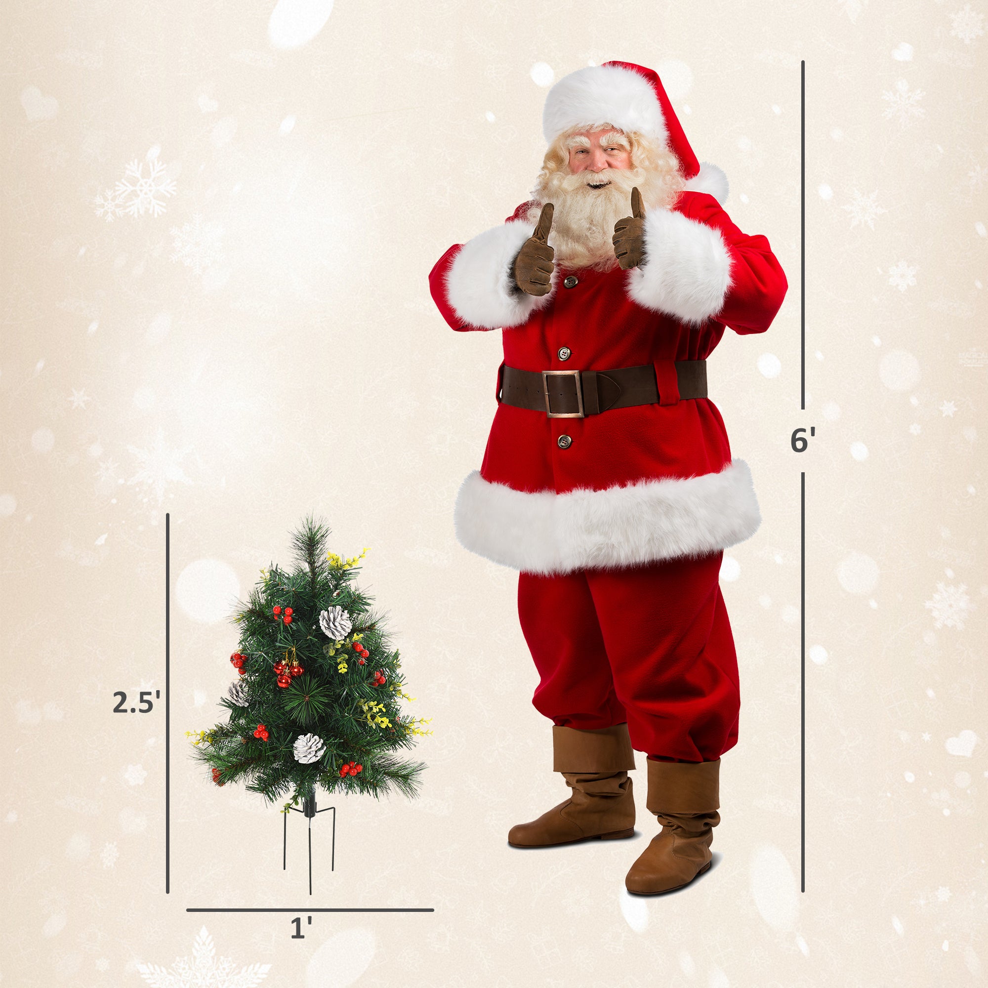 24in Christmas Tree 2-Pack Outdoor Pre-Lit Artificial Pine Cordless with 24 Warm White Lights and Stakes