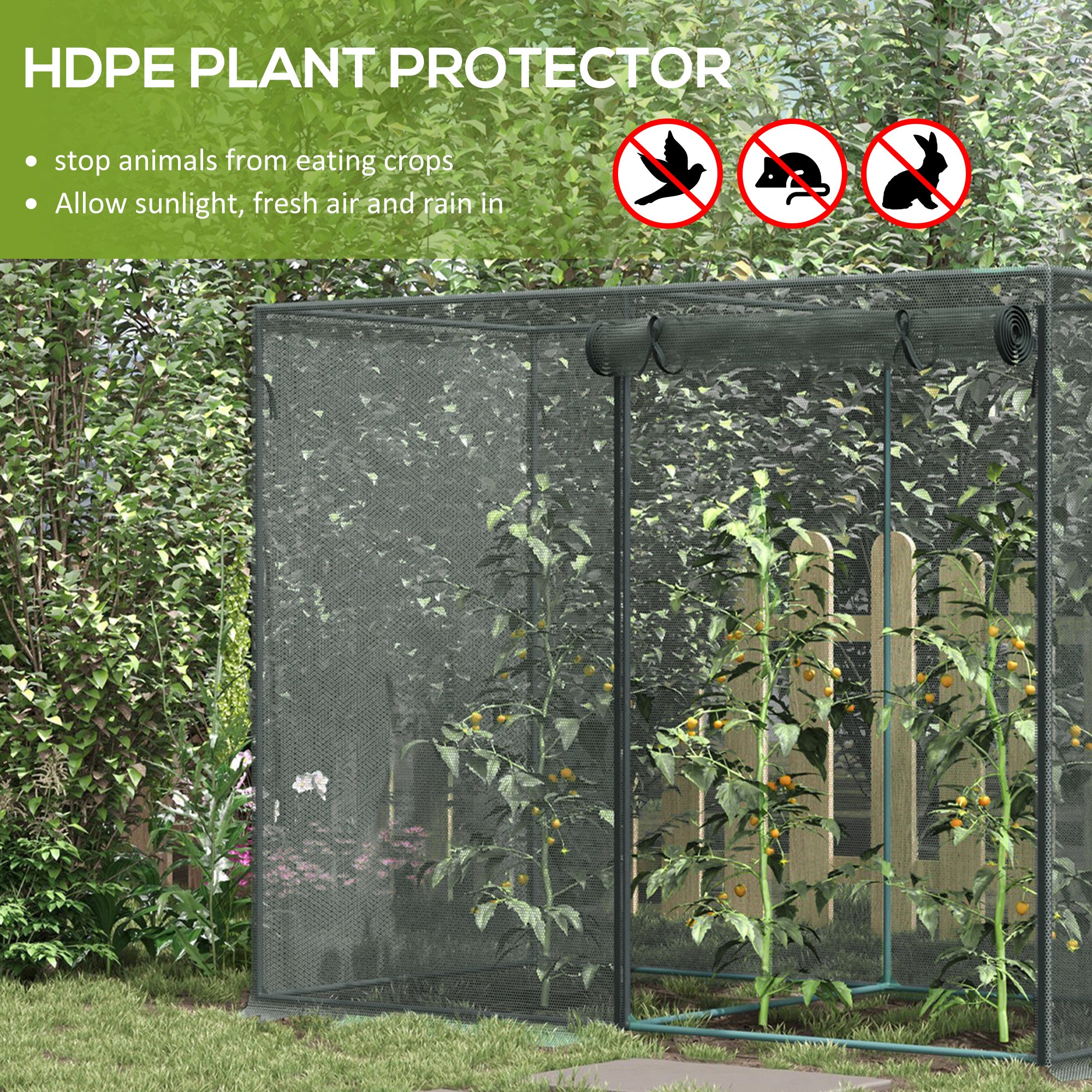 6' x 3' x 5' Crop Cage, Plant Protection Tent with Zippered Doors for Vegetable Garden, Backyard, Black - Black - Image 4