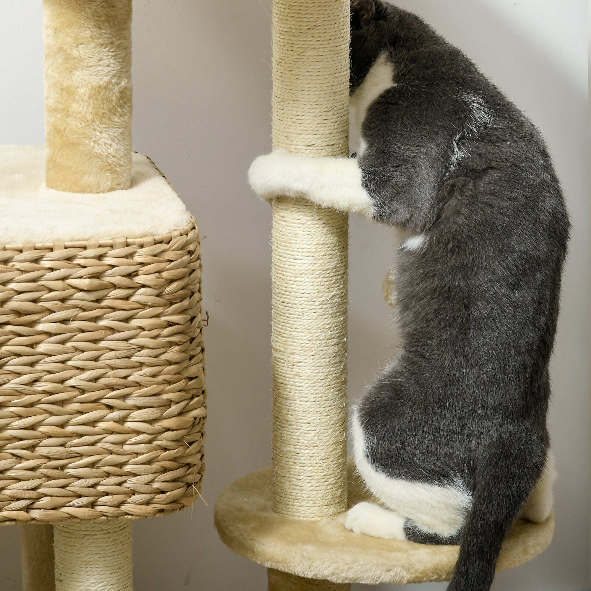 Cat Tree for Indoor Cats w/ Scratching Posts, Condo Cat Tower, Beige - Beige - Image 7