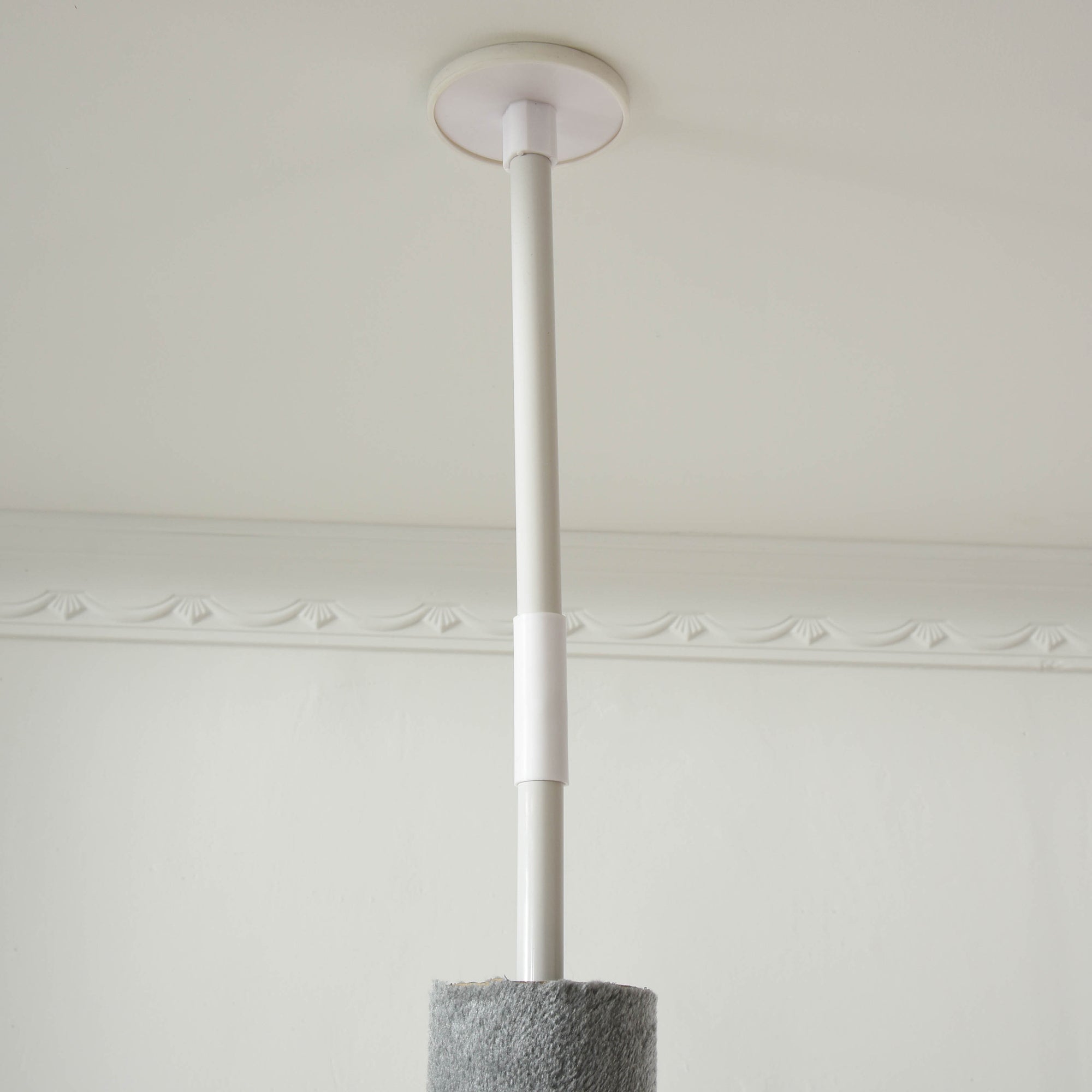85.5" Cat Tree Height Adjustable Floor-to-Ceiling 4-Tier Kitty Climbing Activity Center Condo Cat Toy with Scratching Post Hanging Balls Play Rest Post Pet Furniture Grey - Light grey - Image 8